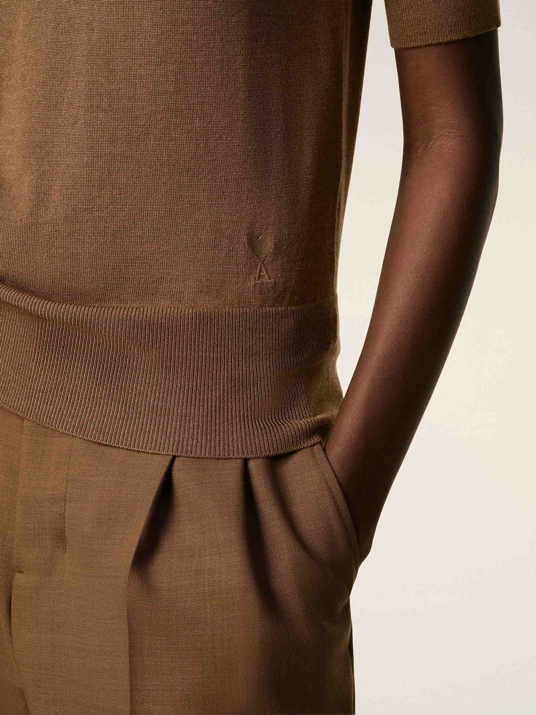 Outlet online Ami Paris Mujer Polo Punto Lana color Marrón sku 783-000074 01 - Foto 3