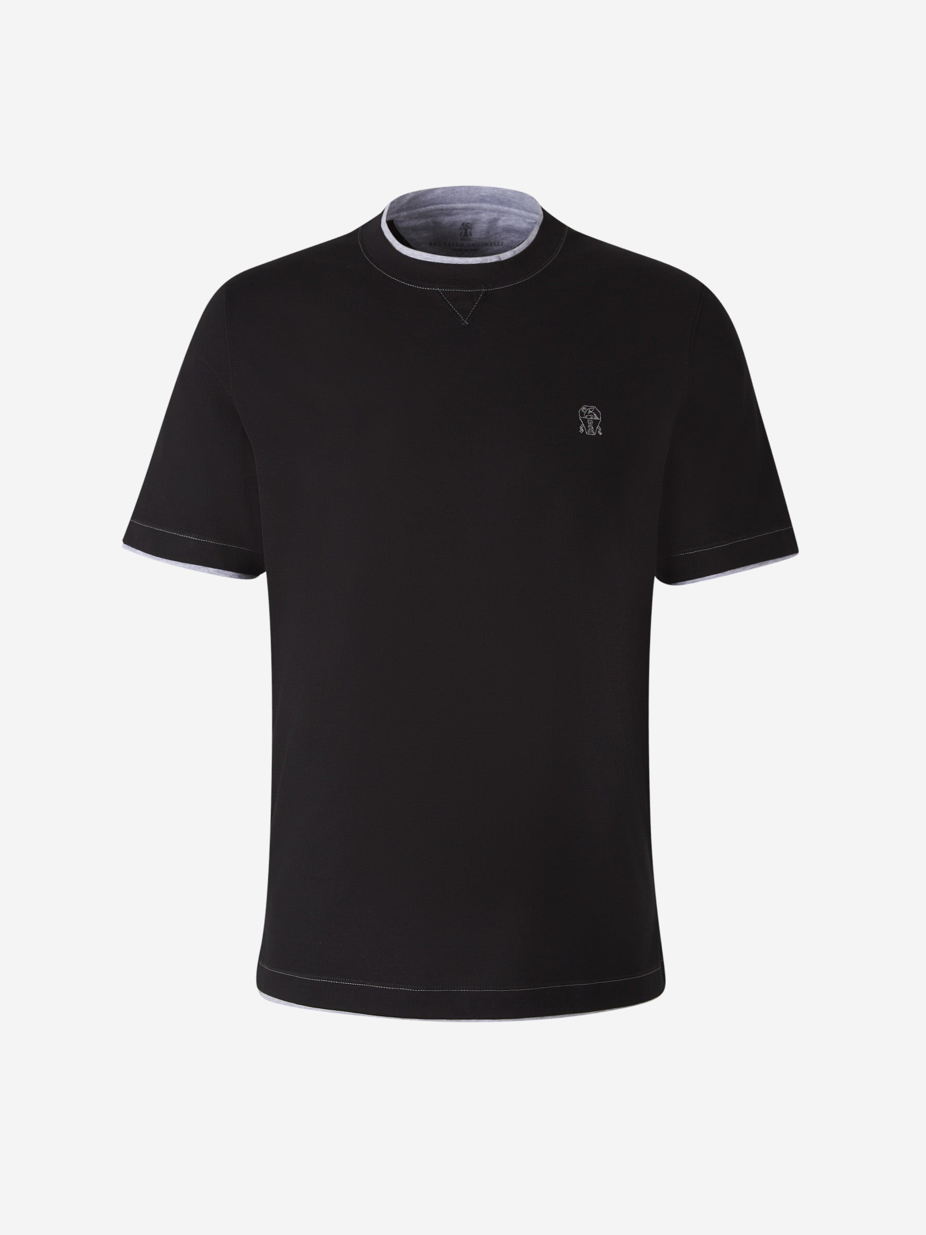 Outlet online Brunello Cucinelli Hombre Camiseta Detale Bicolor color Negro sku 553-003822 01 - Foto 2