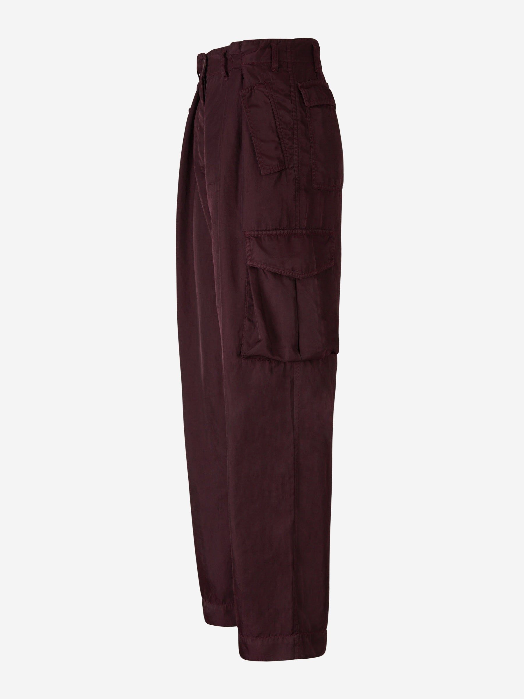 Outlet online Dries Van Noten Mujer Pantalones Cargo Fluidos color Burdeos sku 761-003501 00 - Foto 2