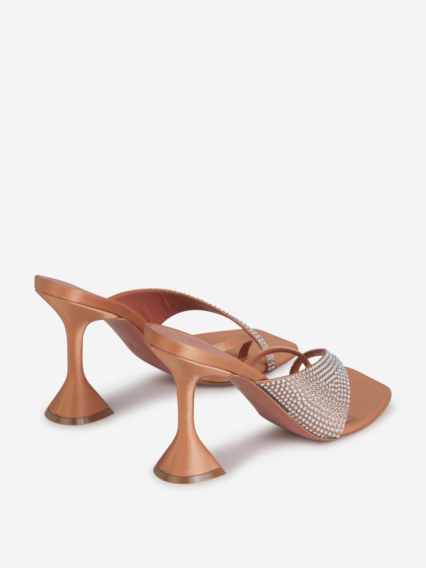 Outlet online Amina Muaddi Mujer Sandalias Tacón Shiona color Camel sku 800-005281 01 - Foto 3