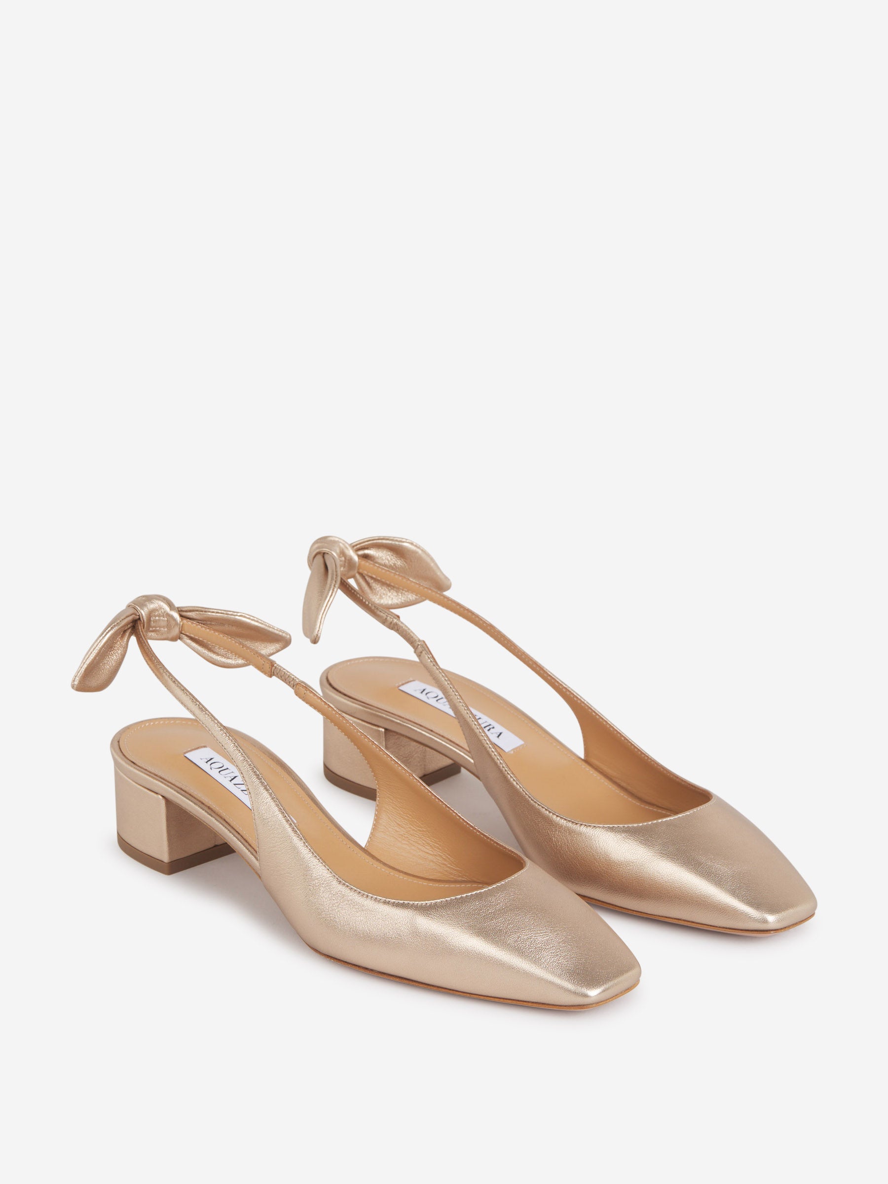 Outlet online Aquazzura Mujer Sandalias Tacón Very Bow Tie color Dorado sku 800-005307 01 - Foto 2