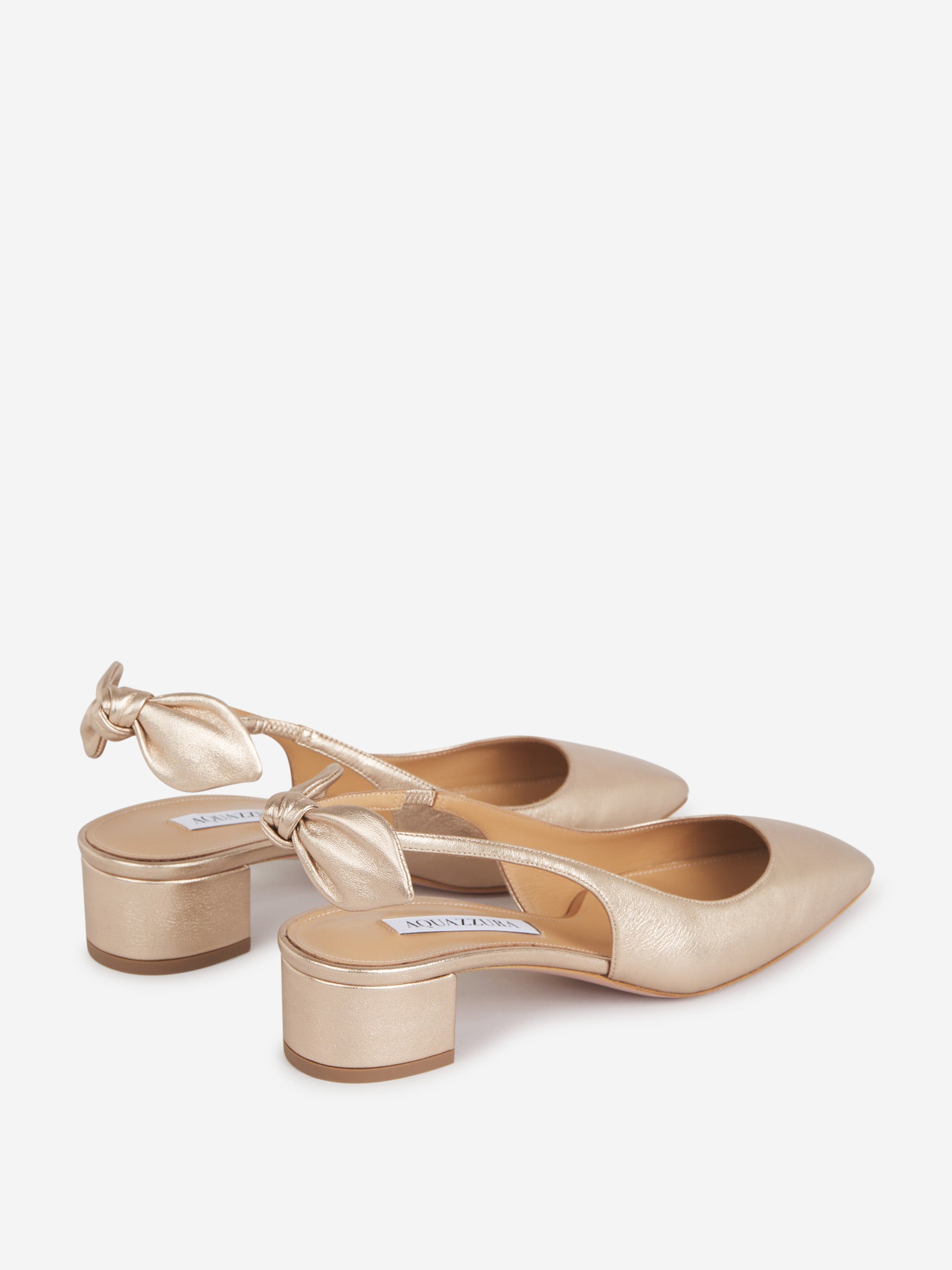 Outlet online Aquazzura Mujer Sandalias Tacón Very Bow Tie color Dorado sku 800-005307 01 - Foto 3