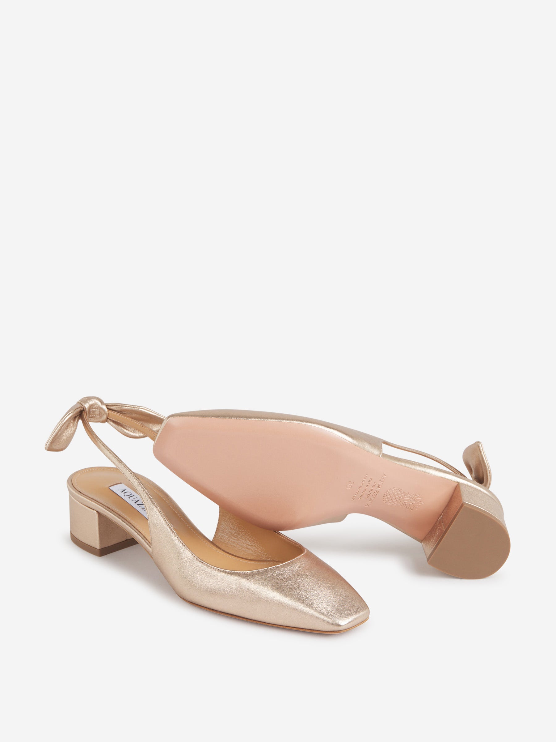 Outlet online Aquazzura Mujer Sandalias Tacón Very Bow Tie color Dorado sku 800-005307 01 - Foto 4
