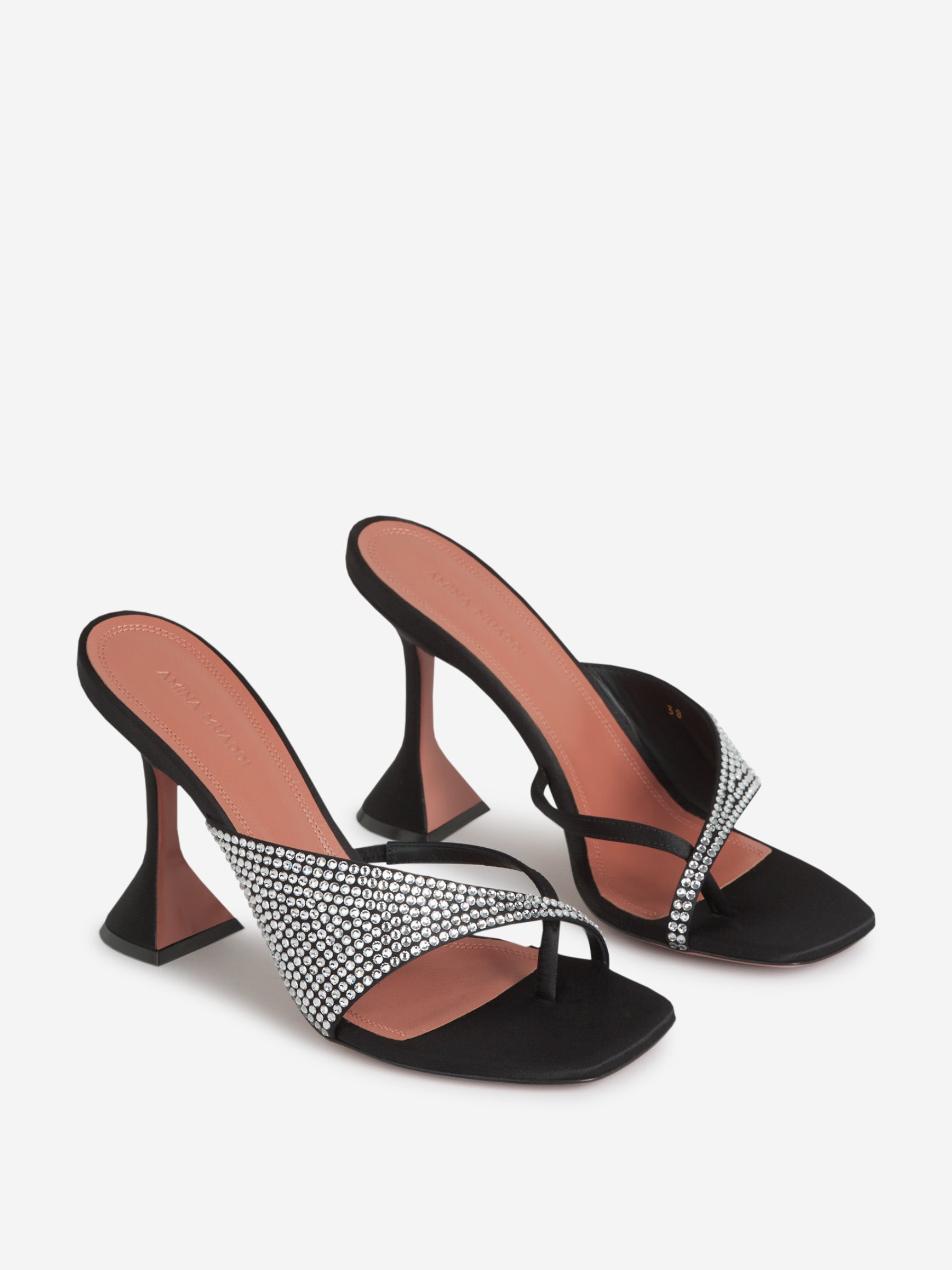 Outlet online Amina Muaddi Mujer Sandalias Tacón Shiona color Negro sku 800-005312 01 - Foto 2