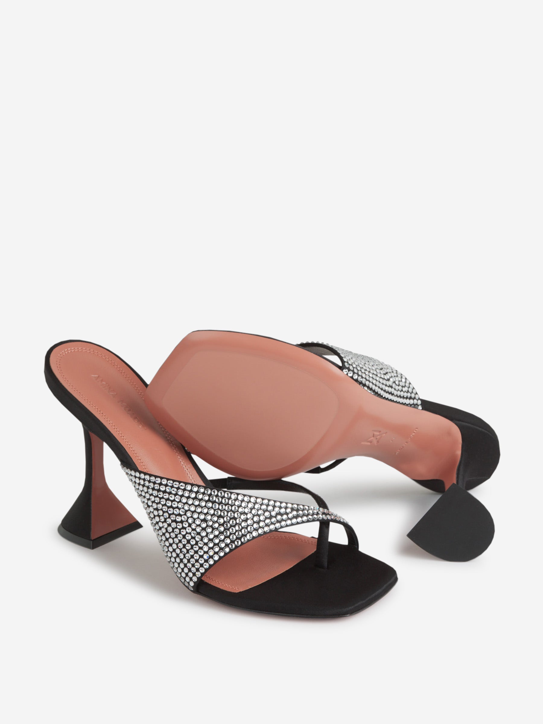 Outlet online Amina Muaddi Mujer Sandalias Tacón Shiona color Negro sku 800-005312 01 - Foto 4