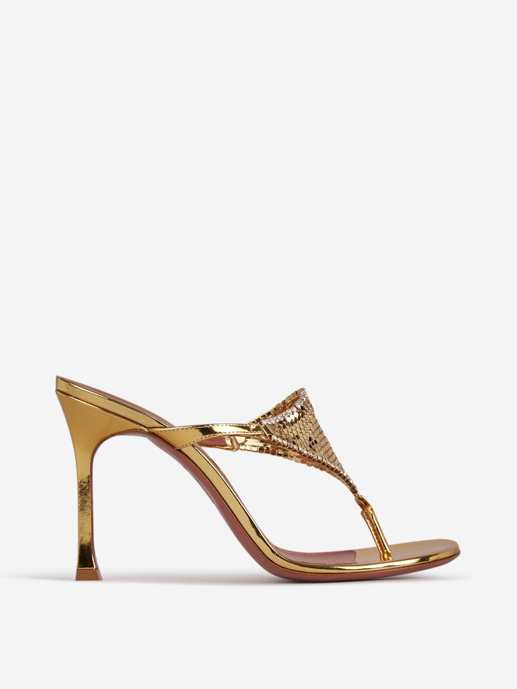 Outlet online Amina Muaddi Mujer Sandalias Tacón Cameron color Dorado sku 800-005316 02 - Foto 1