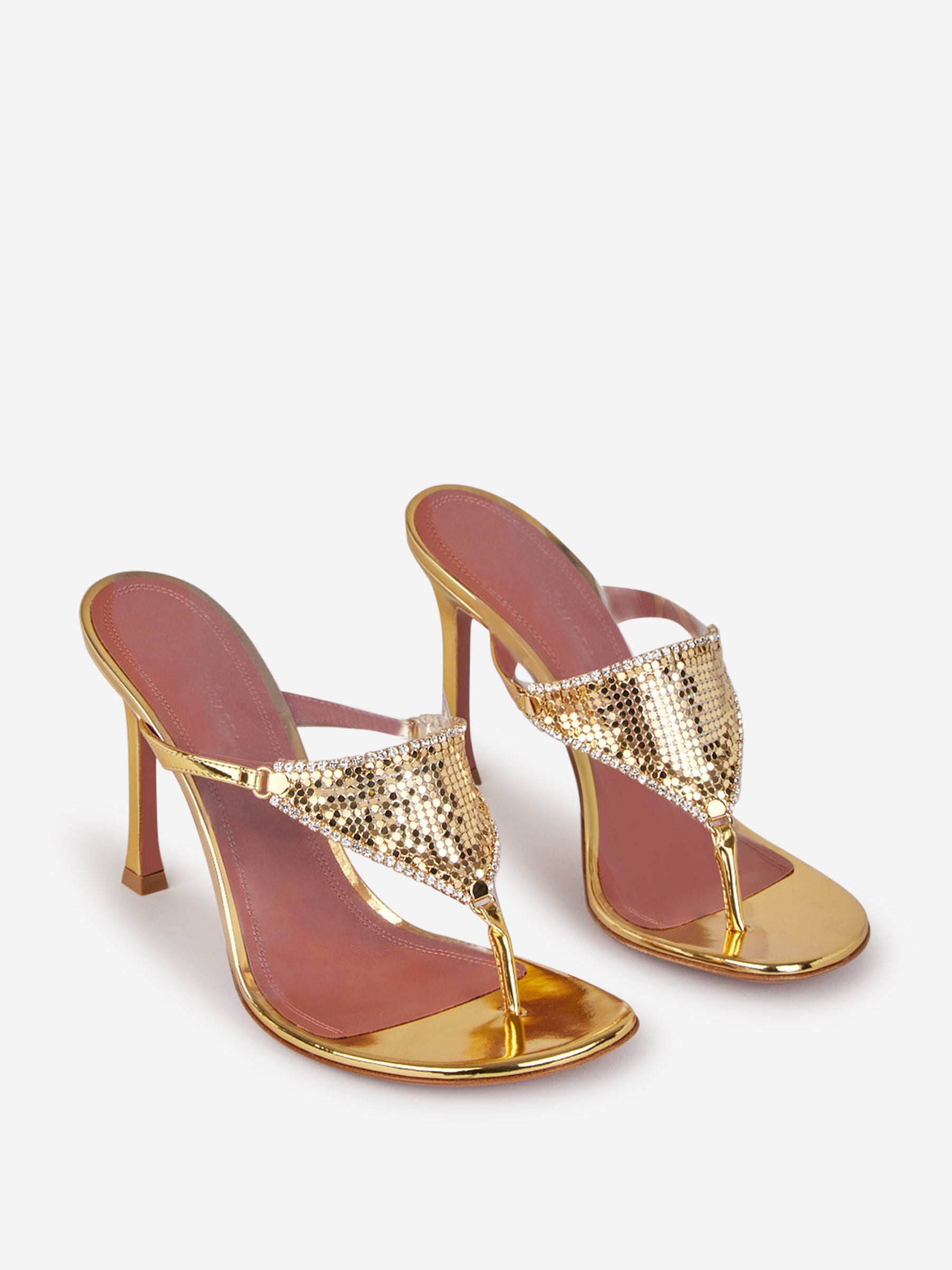 Outlet online Amina Muaddi Mujer Sandalias Tacón Cameron color Dorado sku 800-005316 02 - Foto 2