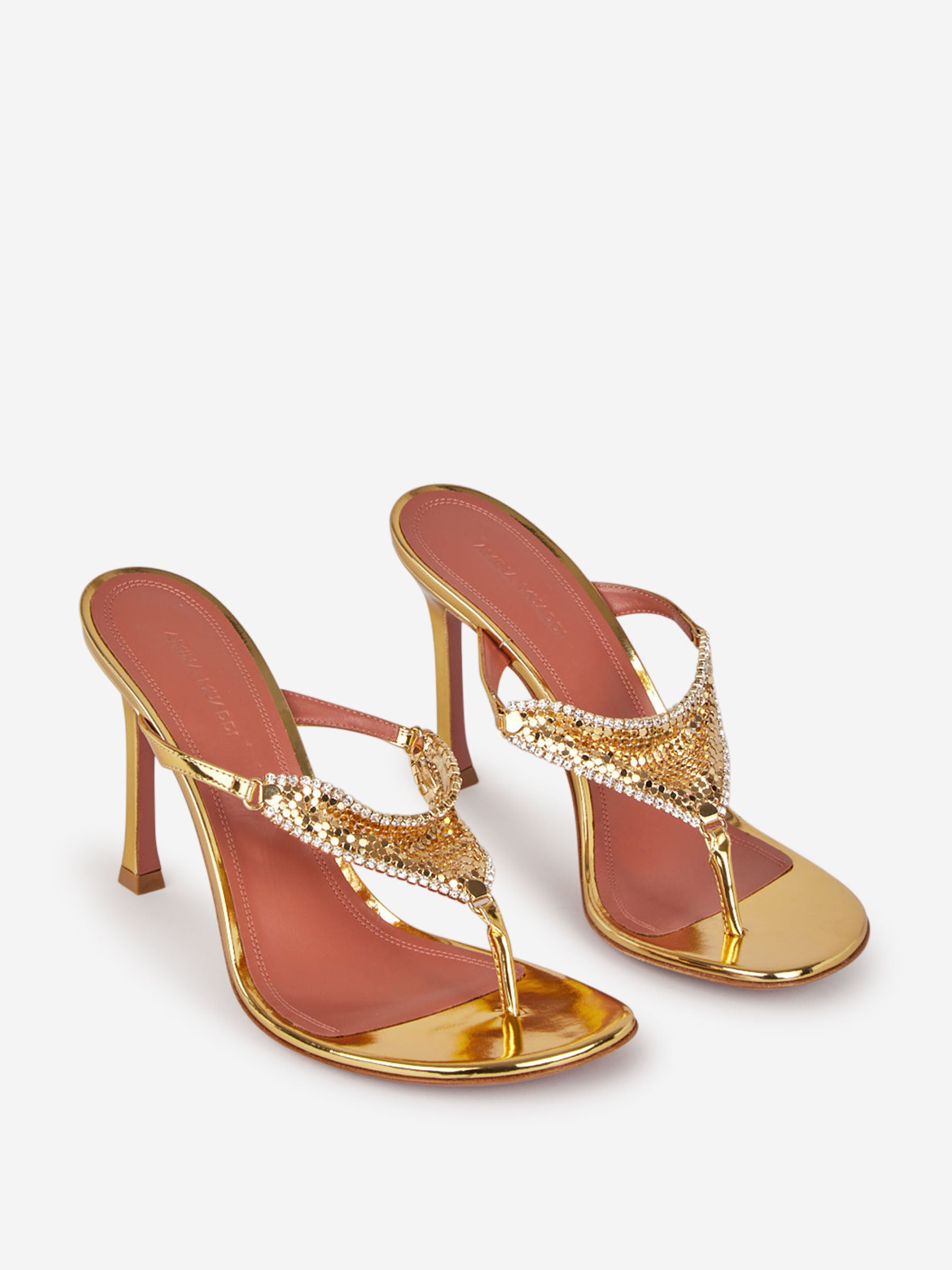 Outlet online Amina Muaddi Mujer Sandalias Tacón Cameron color Dorado sku 800-005316 02 - Foto 3