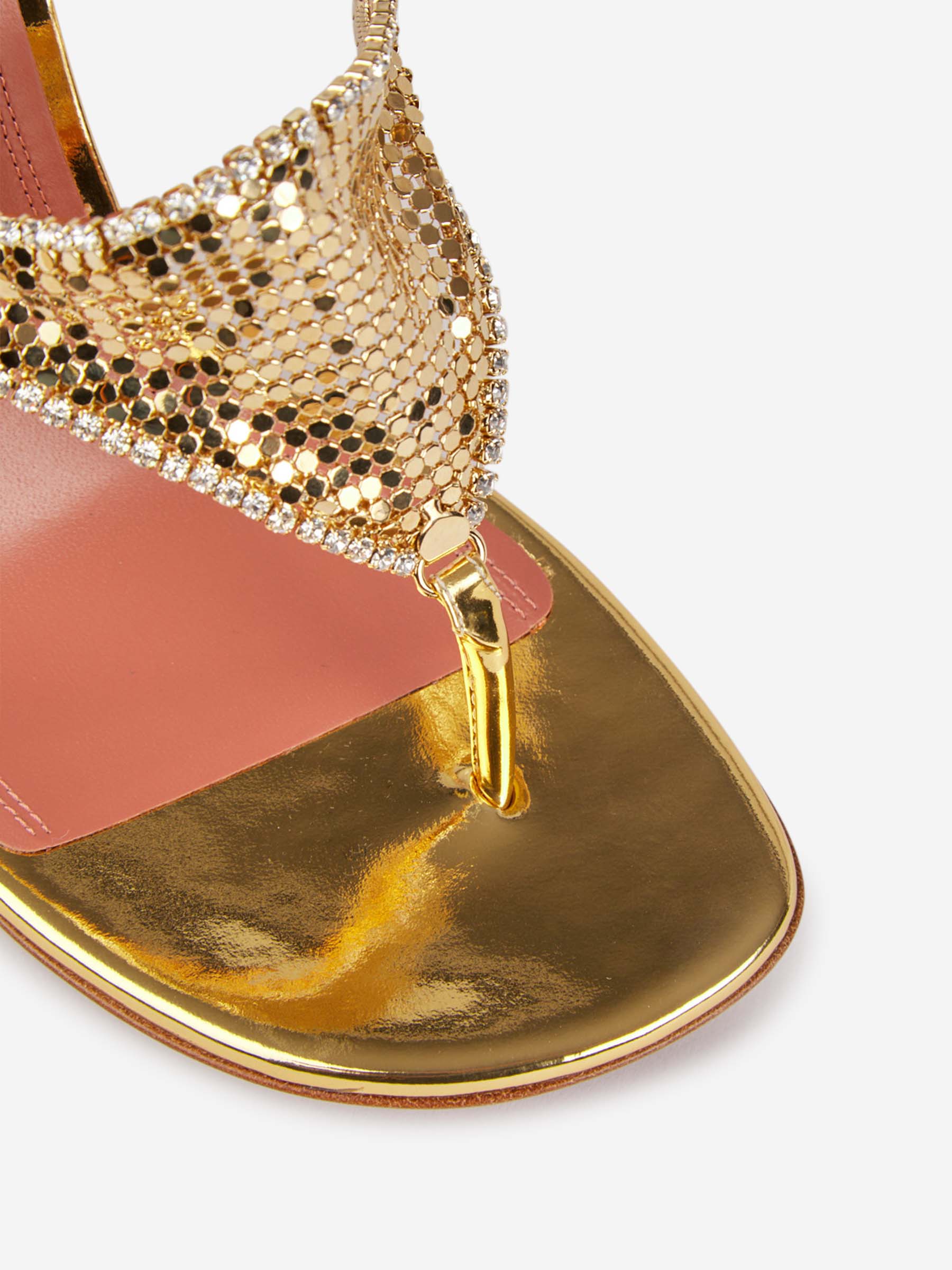 Outlet online Amina Muaddi Mujer Sandalias Tacón Cameron color Dorado sku 800-005316 02 - Foto 4