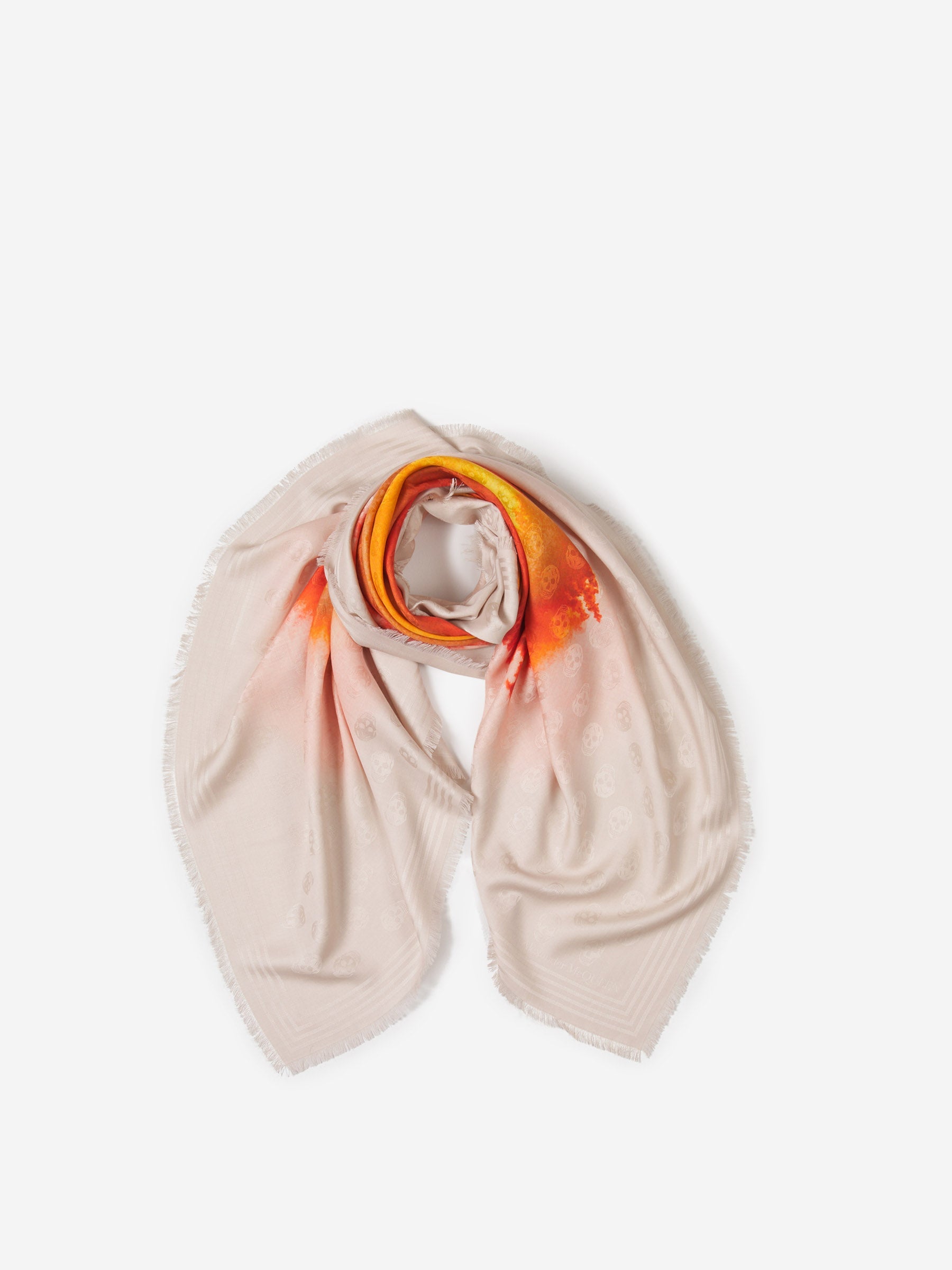Outlet online McQueen Mujer Pañuelo Calavera color Marfil sku 840-000731 02 - Foto 1