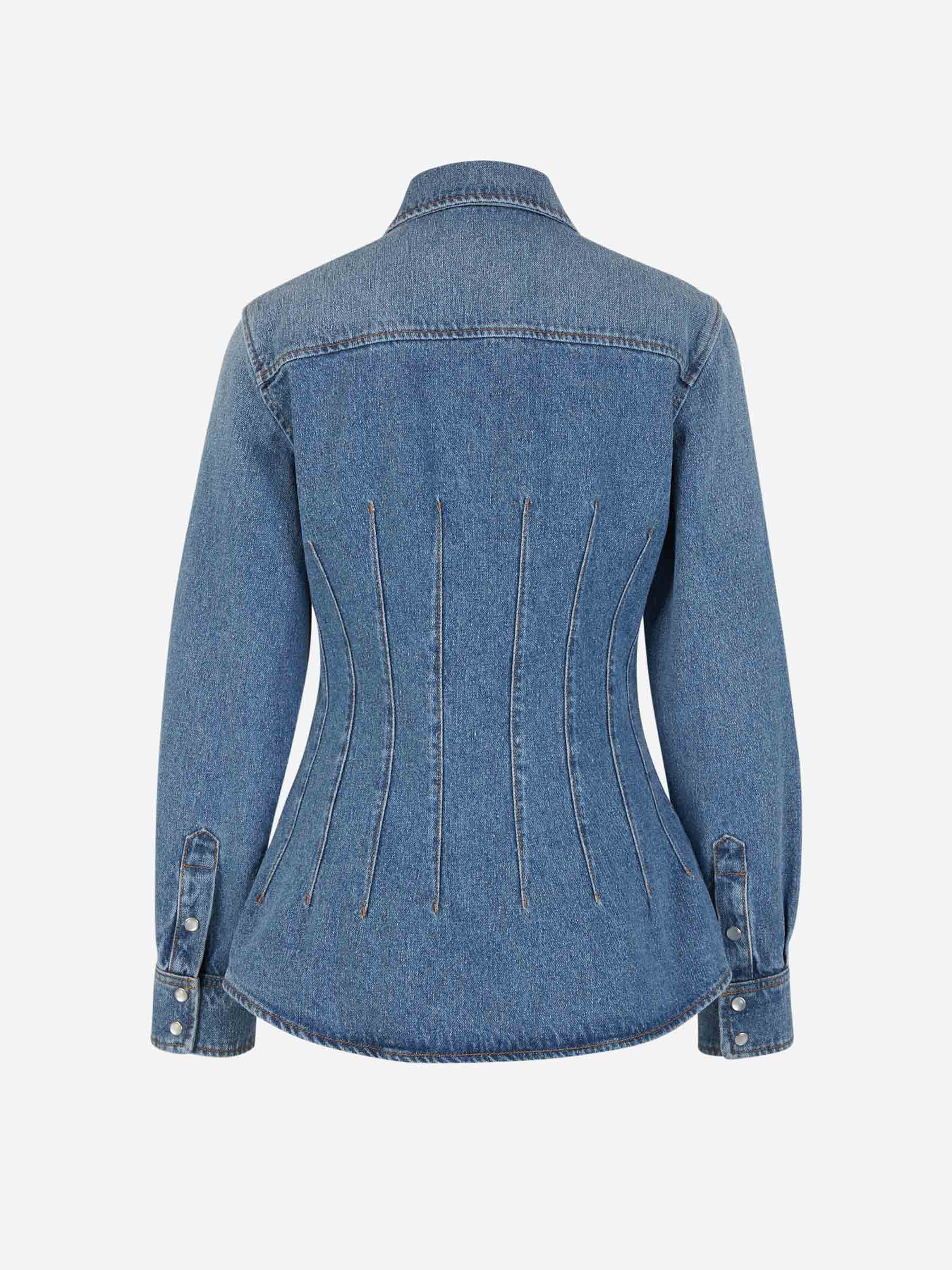 Outlet online Chloé Mujer Sobrecamisa Denim Botones color Azul Denim sku 701-002012 01 - Foto 2