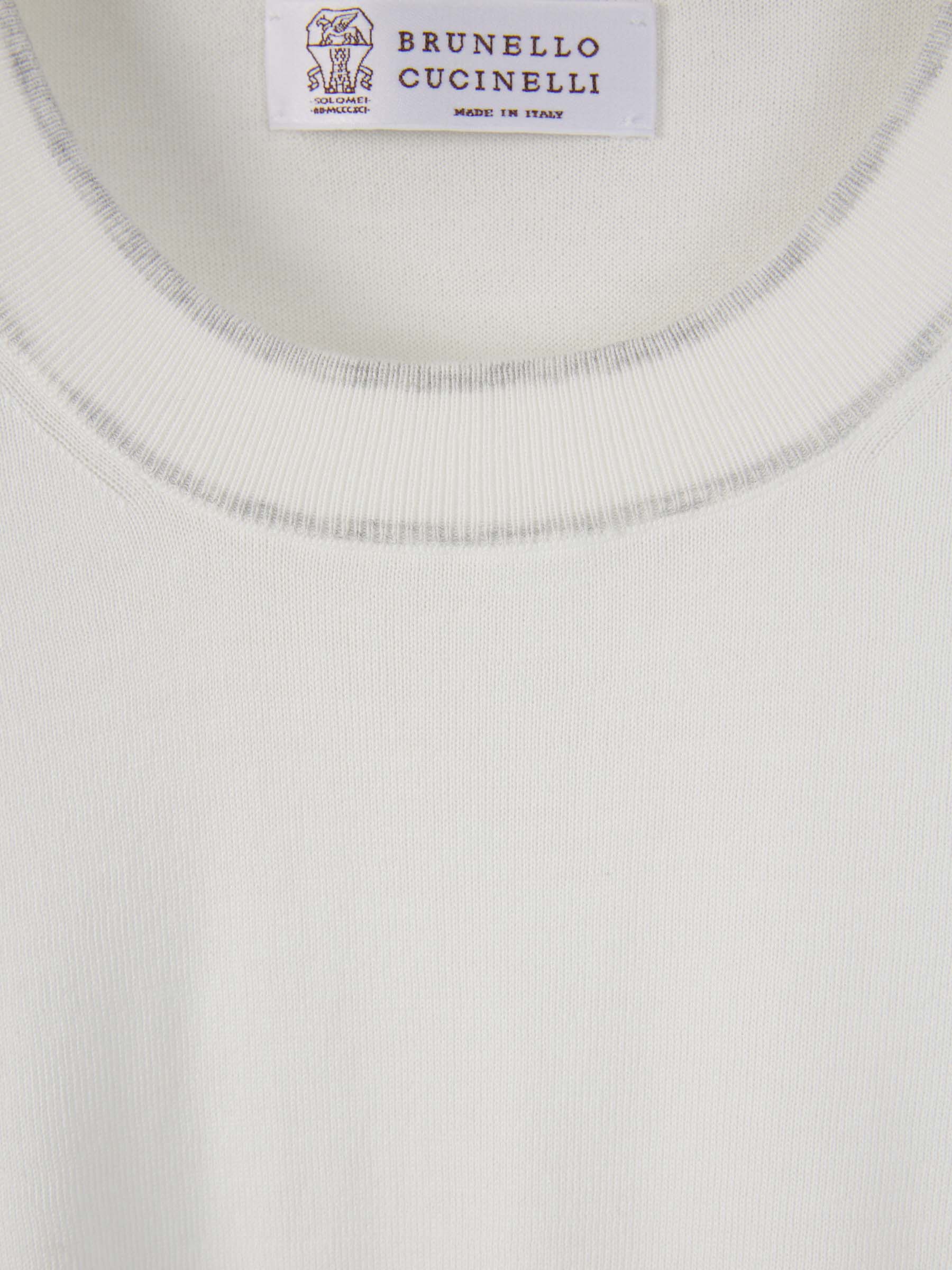 Outlet online Brunello Cucinelli Hombre Camiseta Punto Algodón color Blanco sku 553-003565 00 - Foto 4
