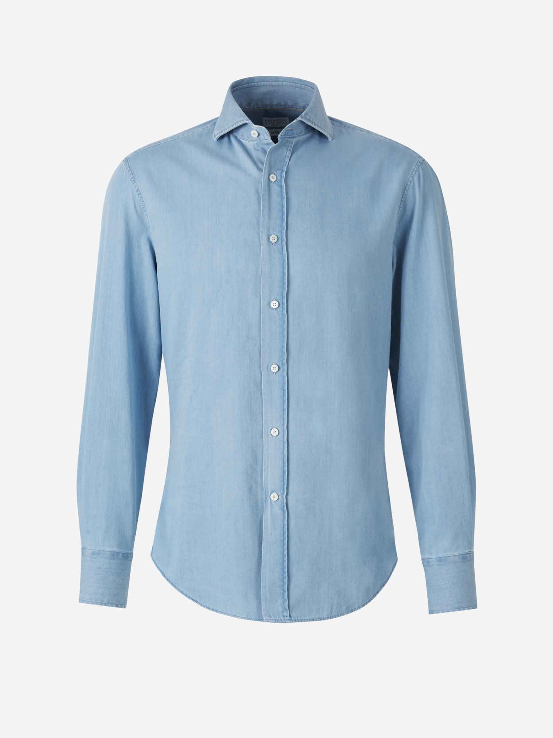 Brunello Cucinelli Camisa Algodón Lisa color Azul sku 531-006298 01 - Foto 1