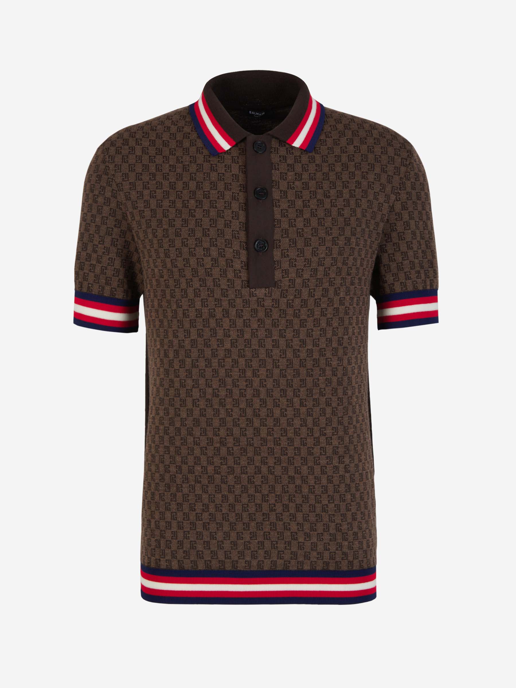 Outlet online Balmain Hombre Polo Monograma Lana color Marrón sku 552-001388 00 - Foto 1