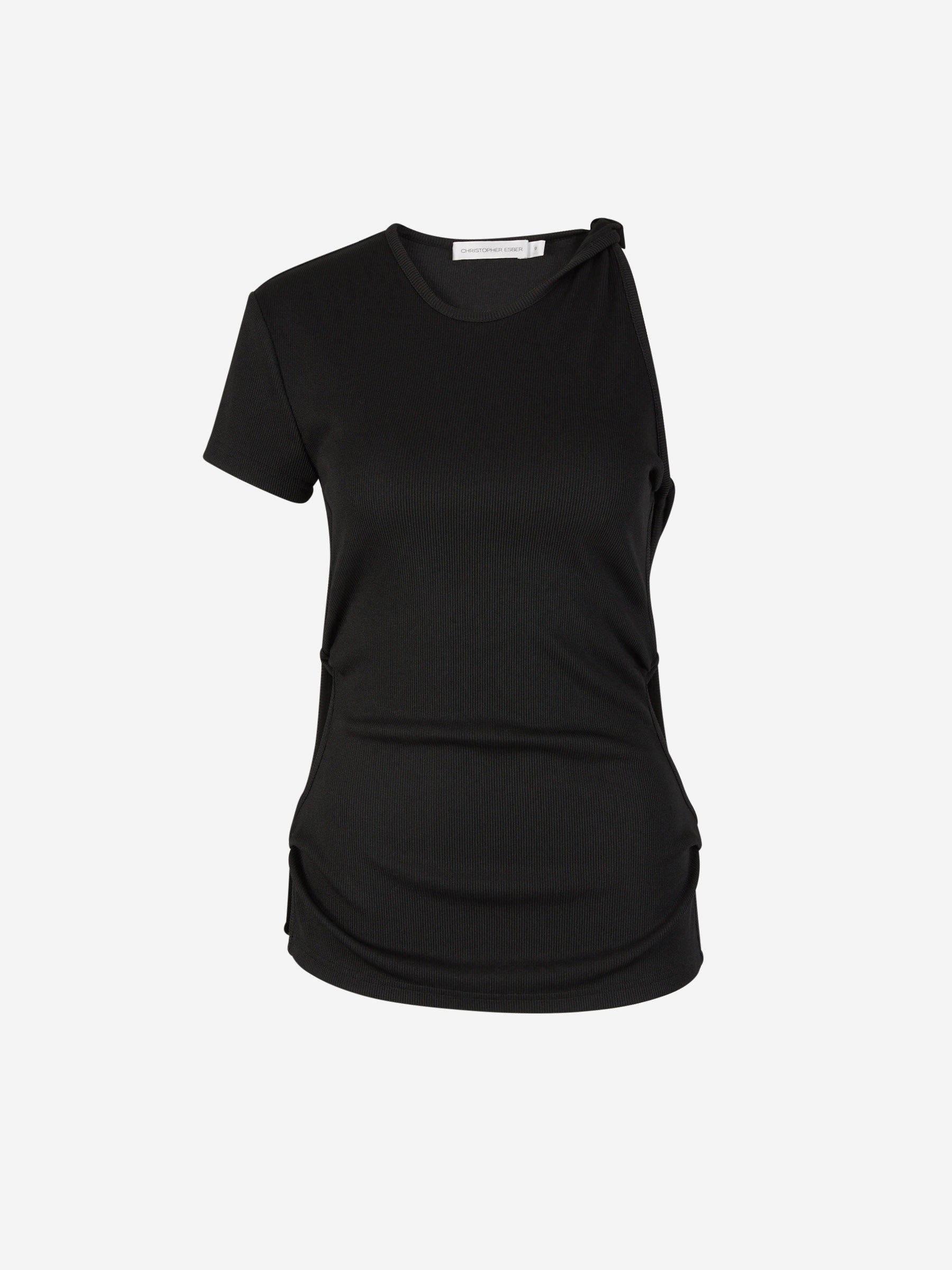 Outlet online Christopher Esber Mujer Camiseta Asimétrica Canalé color Negro sku 782-001542 01 - Foto 1