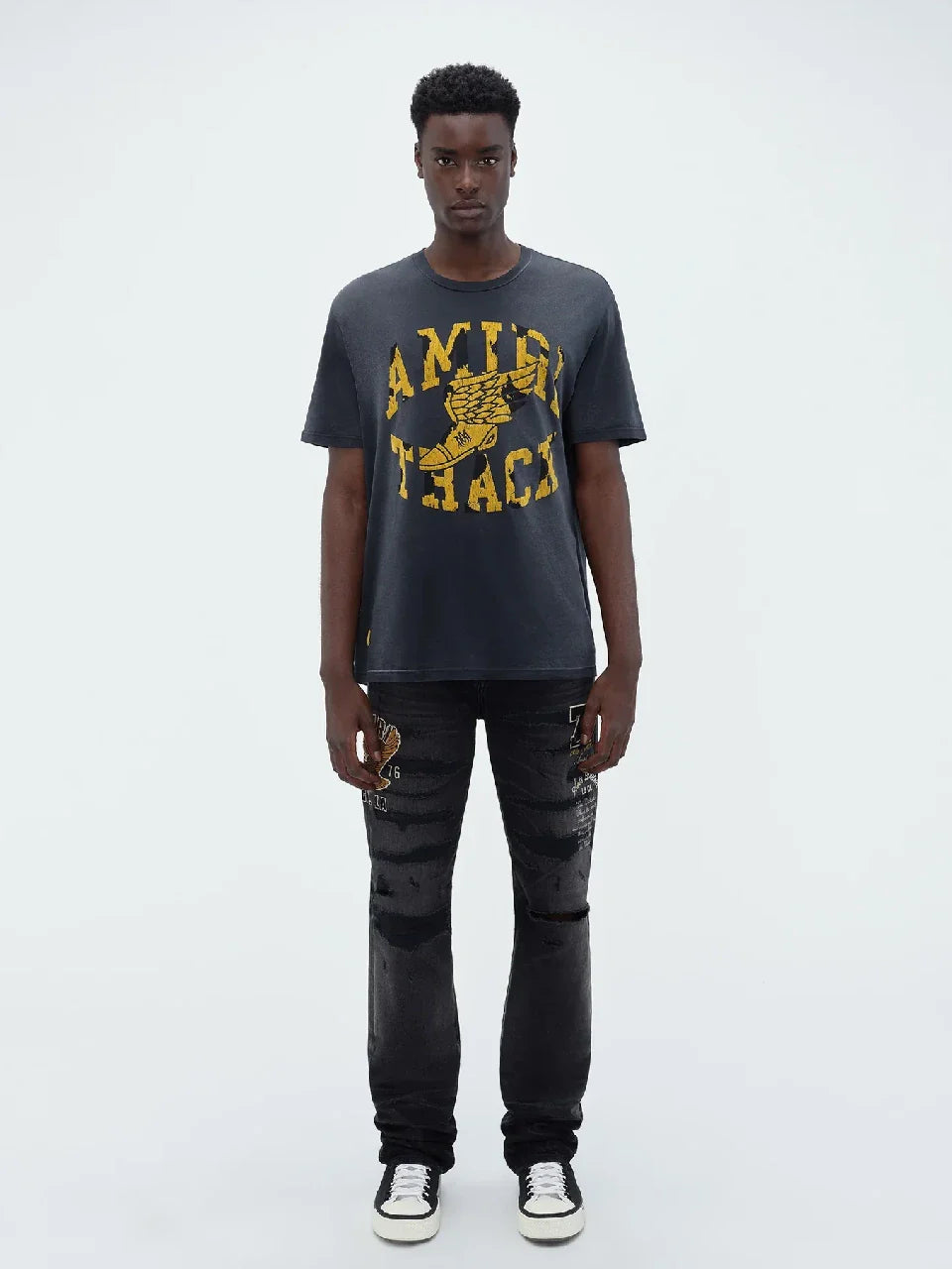 Outlet online Amiri Hombre Camiseta Estampada Algodón color Gris Antracita sku 553-003578 01 - Foto 1