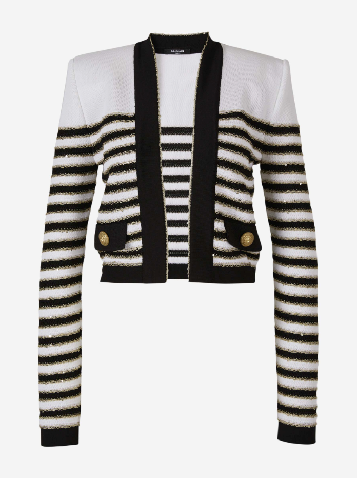 Balmain Chaqueta Motivo Rayas color Blanco y Negro sku 741-002045 01 - Foto 1