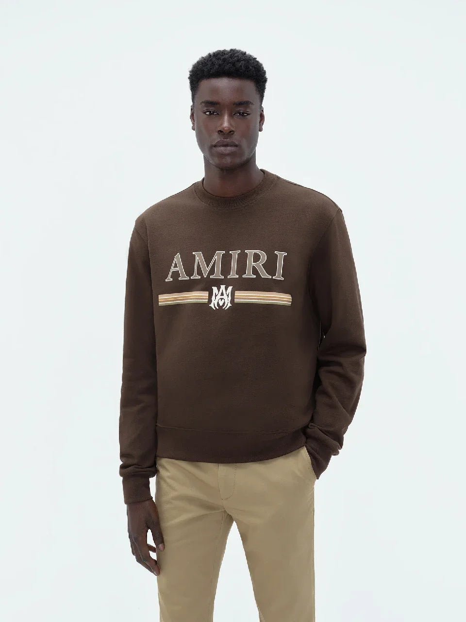 Outlet online Amiri Hombre Sudadera Crewneck Logo color Marrón sku 545-001536 01 - Foto 1