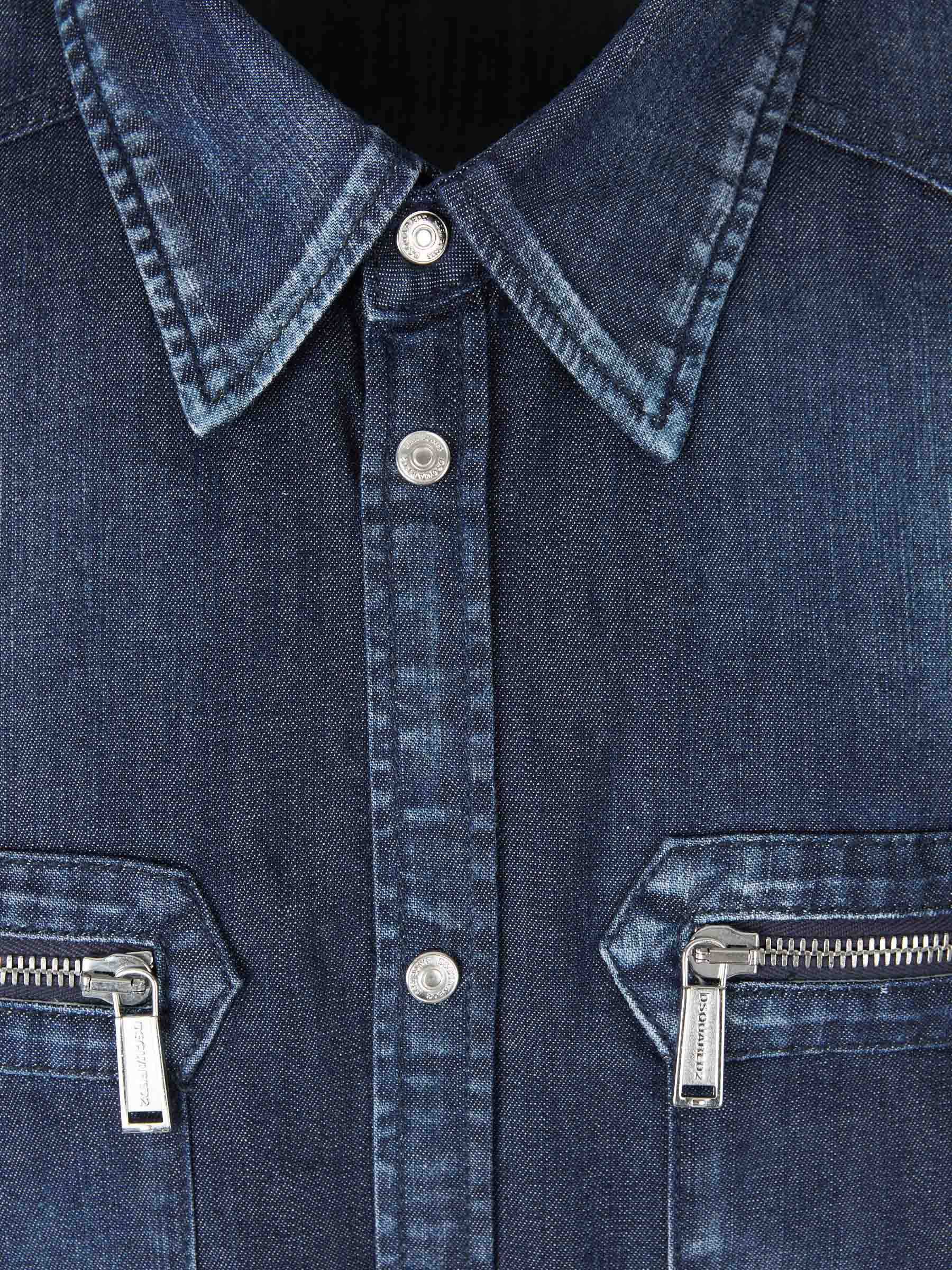Outlet online Dsquared2 Hombre Camisa Denim Western color Azul Denim Oscuro sku 531-006309 01 - Foto 3