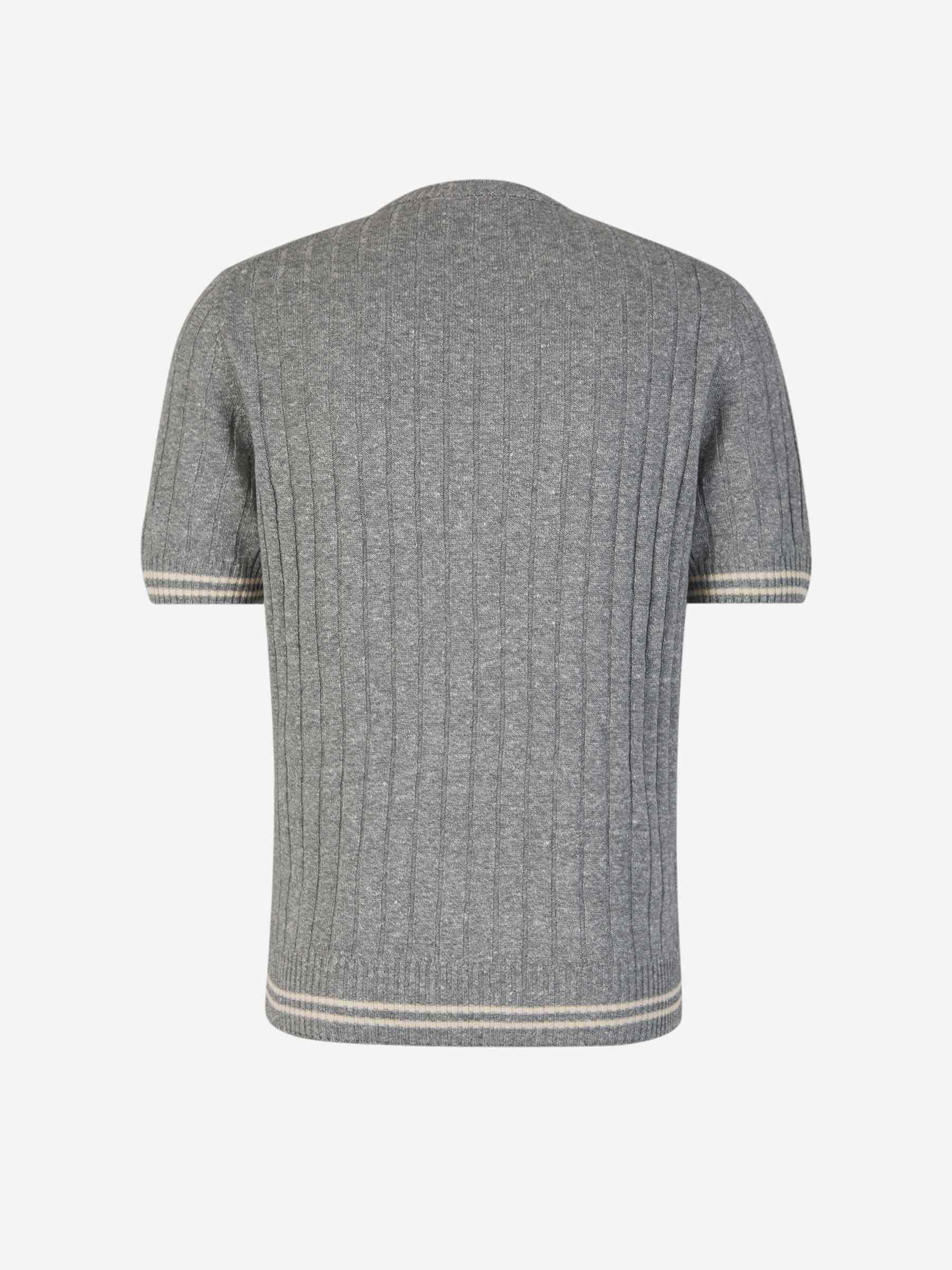 Outlet online Gran Sasso Hombre Camiseta Punto Canalé Lino color Gris Piedra sku 553-003705 01 - Foto 2