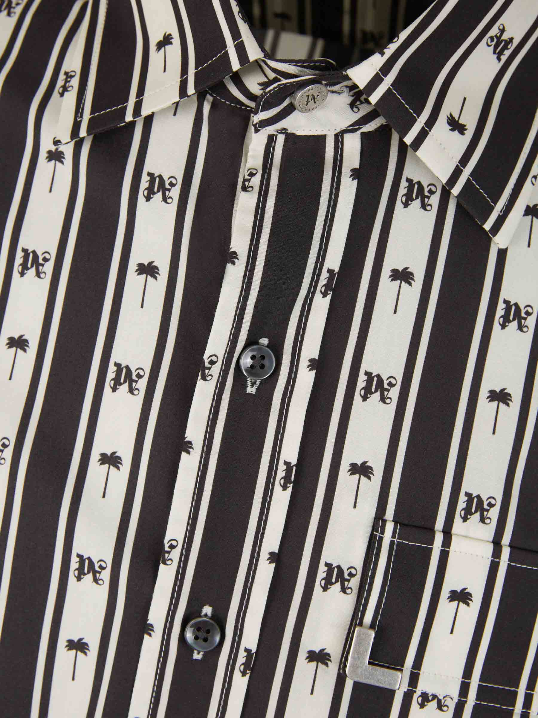 Outlet online Palm Angels Hombre Camisa Motivo Rayas Logo color Blanco y Negro sku 531-006195 01 - Foto 3