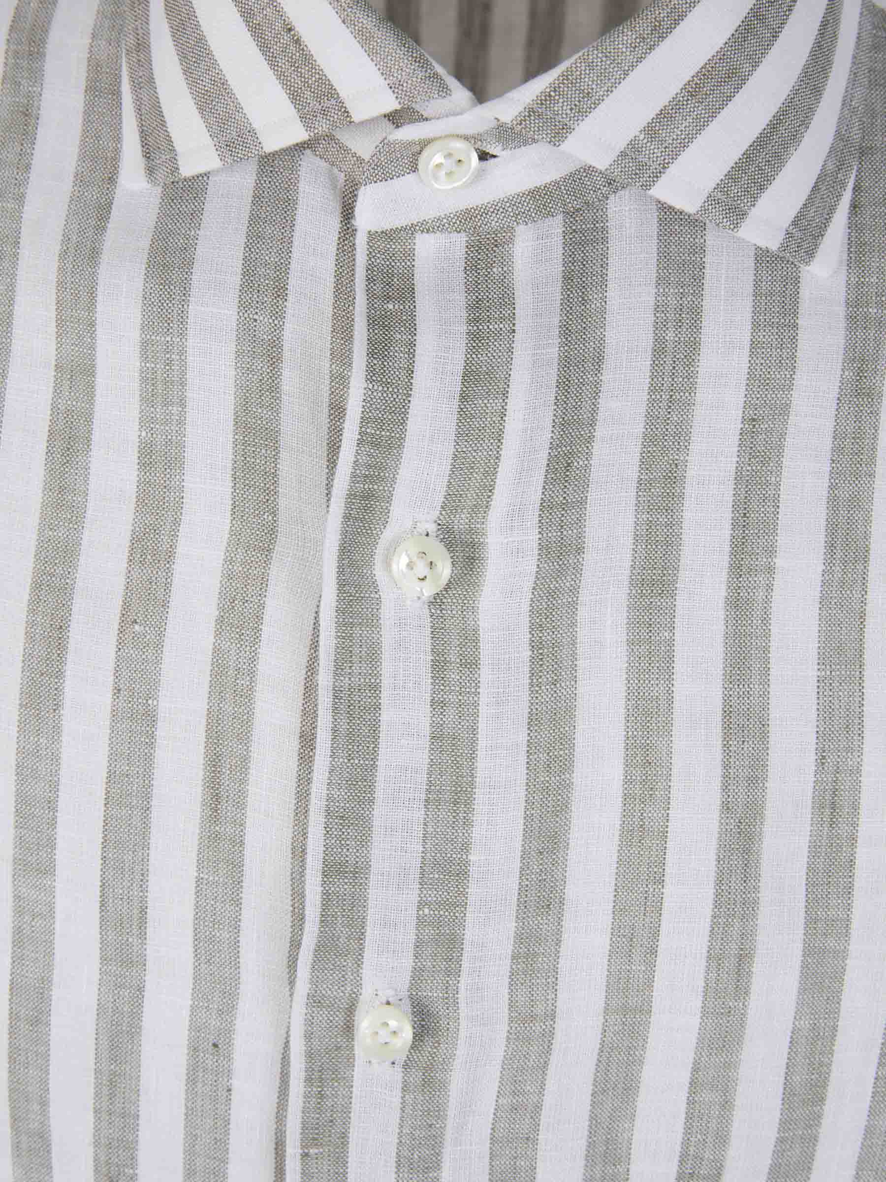 Outlet online Borrelli Hombre Camisa Motivo Rayas Lino color Verde Menta sku 531-006220 01 - Foto 3