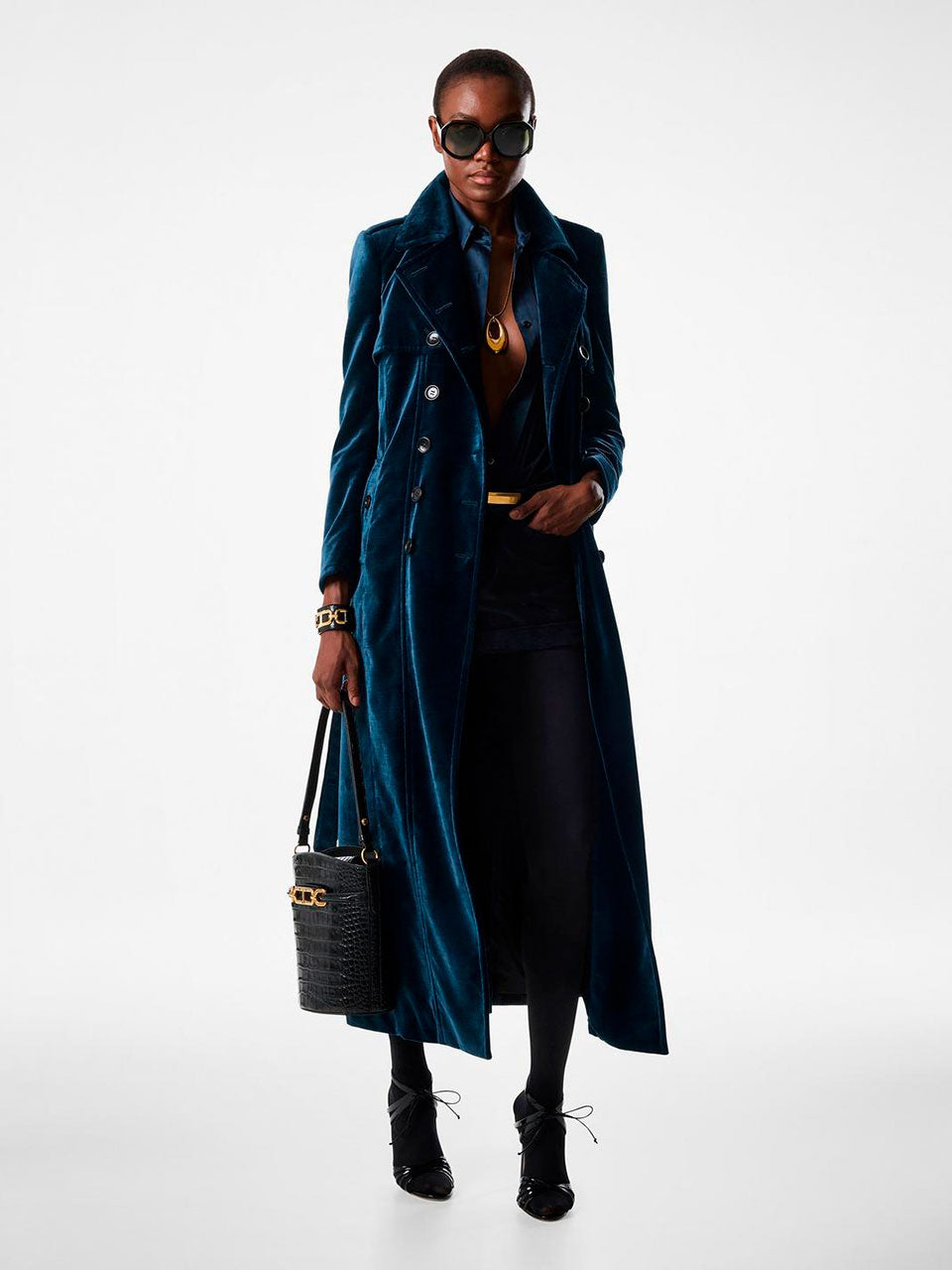 Outlet online Tom Ford Mujer Gabardina Terciopelo color Azul Marino sku 773-000228 01 - Foto 1