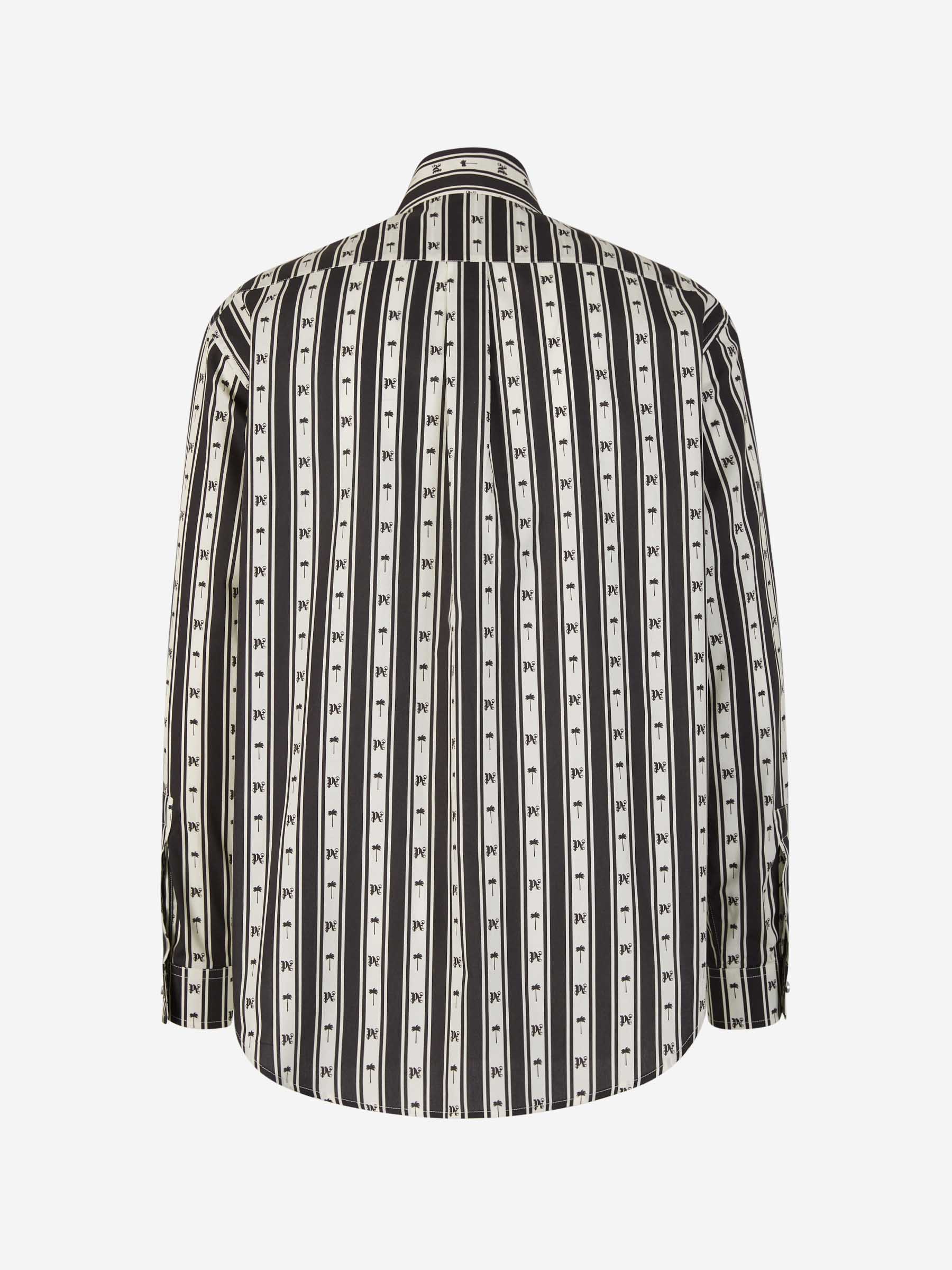 Outlet online Palm Angels Hombre Camisa Motivo Rayas Logo color Blanco y Negro sku 531-006195 01 - Foto 2