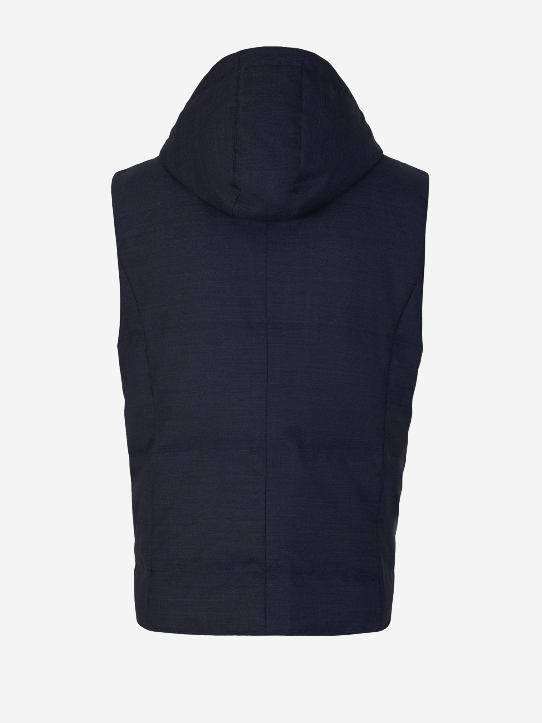 Outlet online Brunello Cucinelli Hombre Chaleco Lana Capucha color Azul Noche sku 544-000545 01 - Foto 2