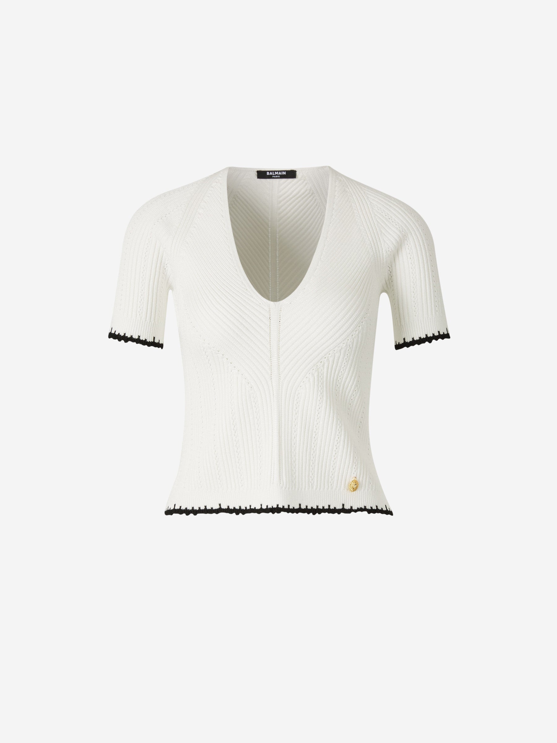 Outlet online Balmain Mujer Top Punto Cuello V color Blanco sku 703-002246 01 - Foto 1