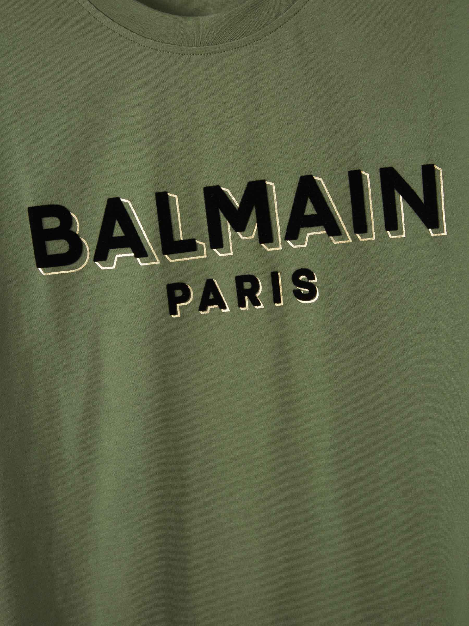 Outlet online Balmain Hombre Camiseta Logo Algodón color Verde Militar sku 553-003668 00 - Foto 4