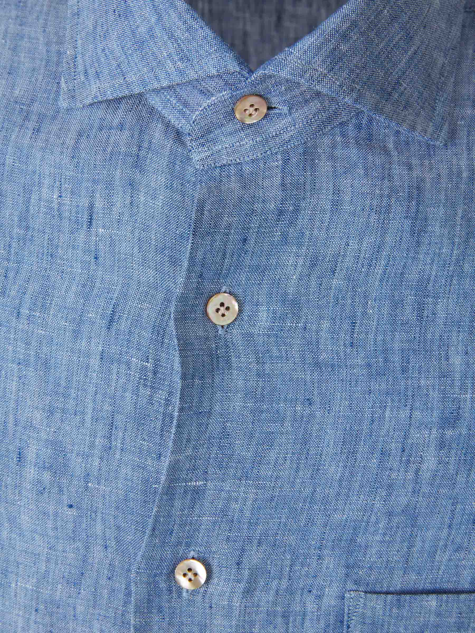Outlet online Santa Eulalia Hombre Camisa Bolsillo Lino color Azul sku 531-006247 03 - Foto 3