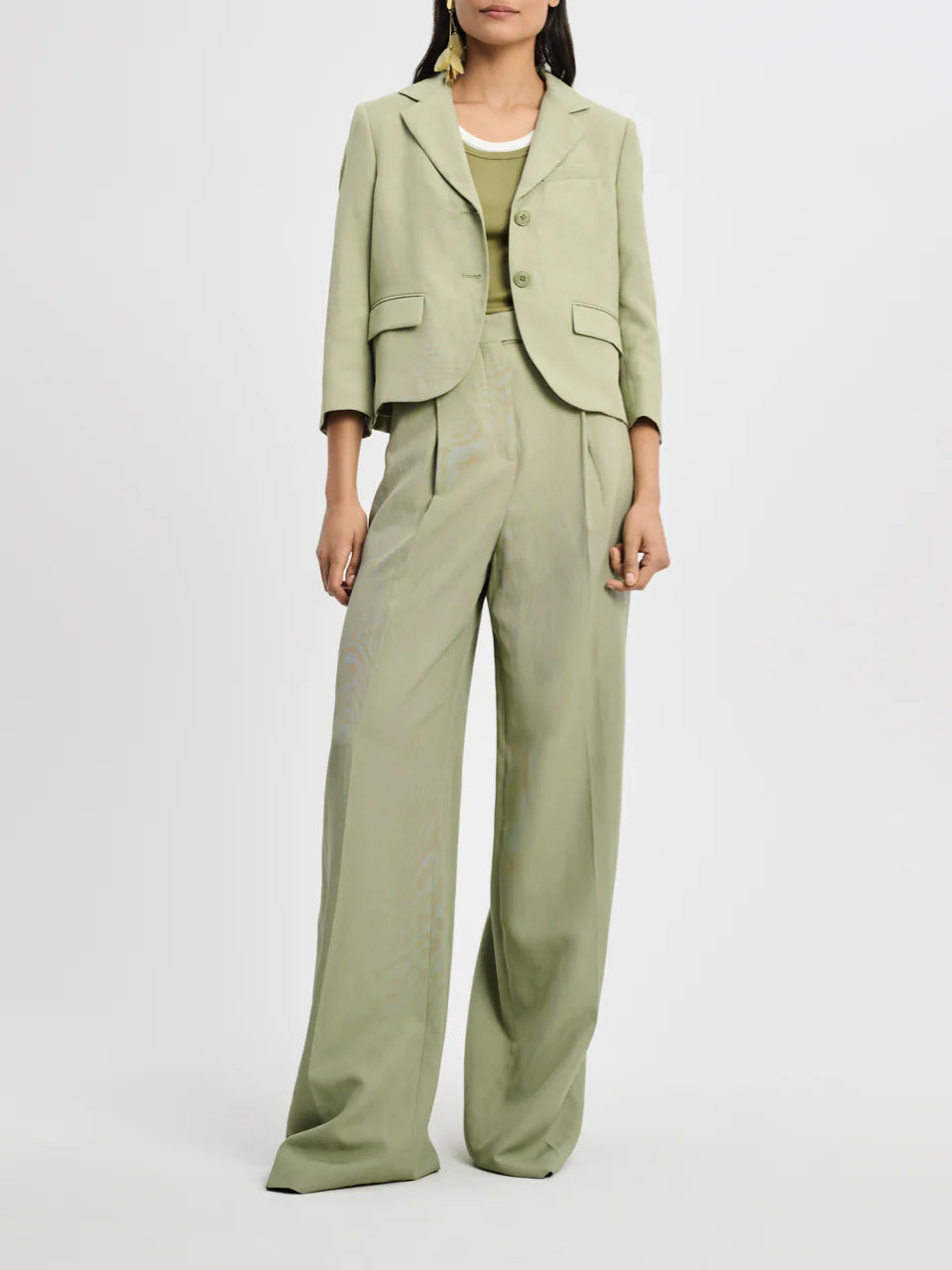 Outlet online Dorothee Schumacher Mujer Blazer Recta Lino color Verde Menta sku 741-002125 01 - Foto 2