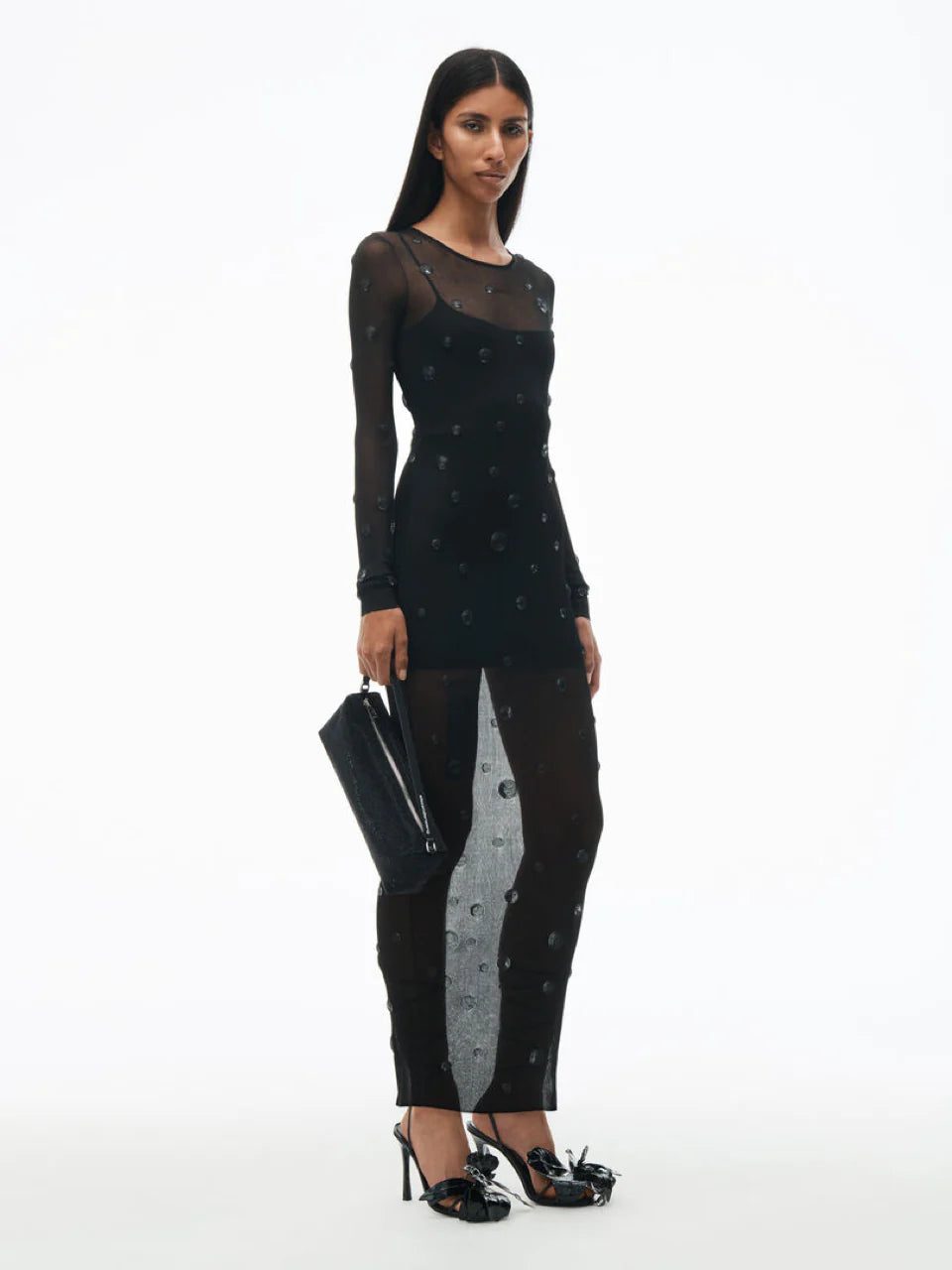 Outlet online Alexander Wang Mujer Vestido Midi Gemas Semitransparente color Negro sku 732-001376 01 - Foto 1