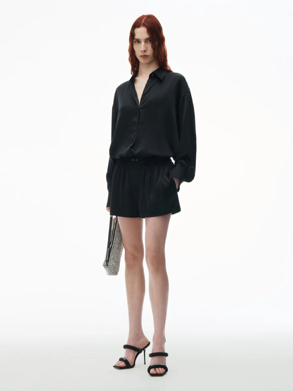 Outlet online Alexander Wang Mujer Bermudas Satinadas Algodón color Negro sku 762-000461 01 - Foto 2