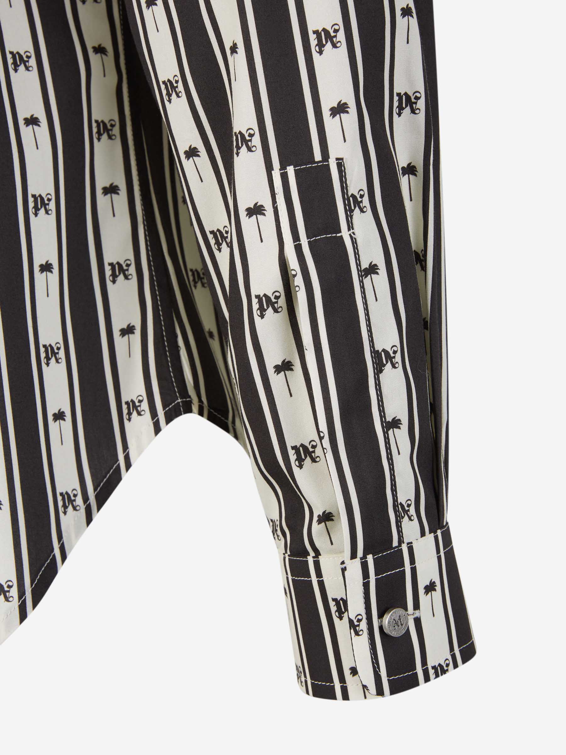 Outlet online Palm Angels Hombre Camisa Motivo Rayas Logo color Blanco y Negro sku 531-006195 01 - Foto 5
