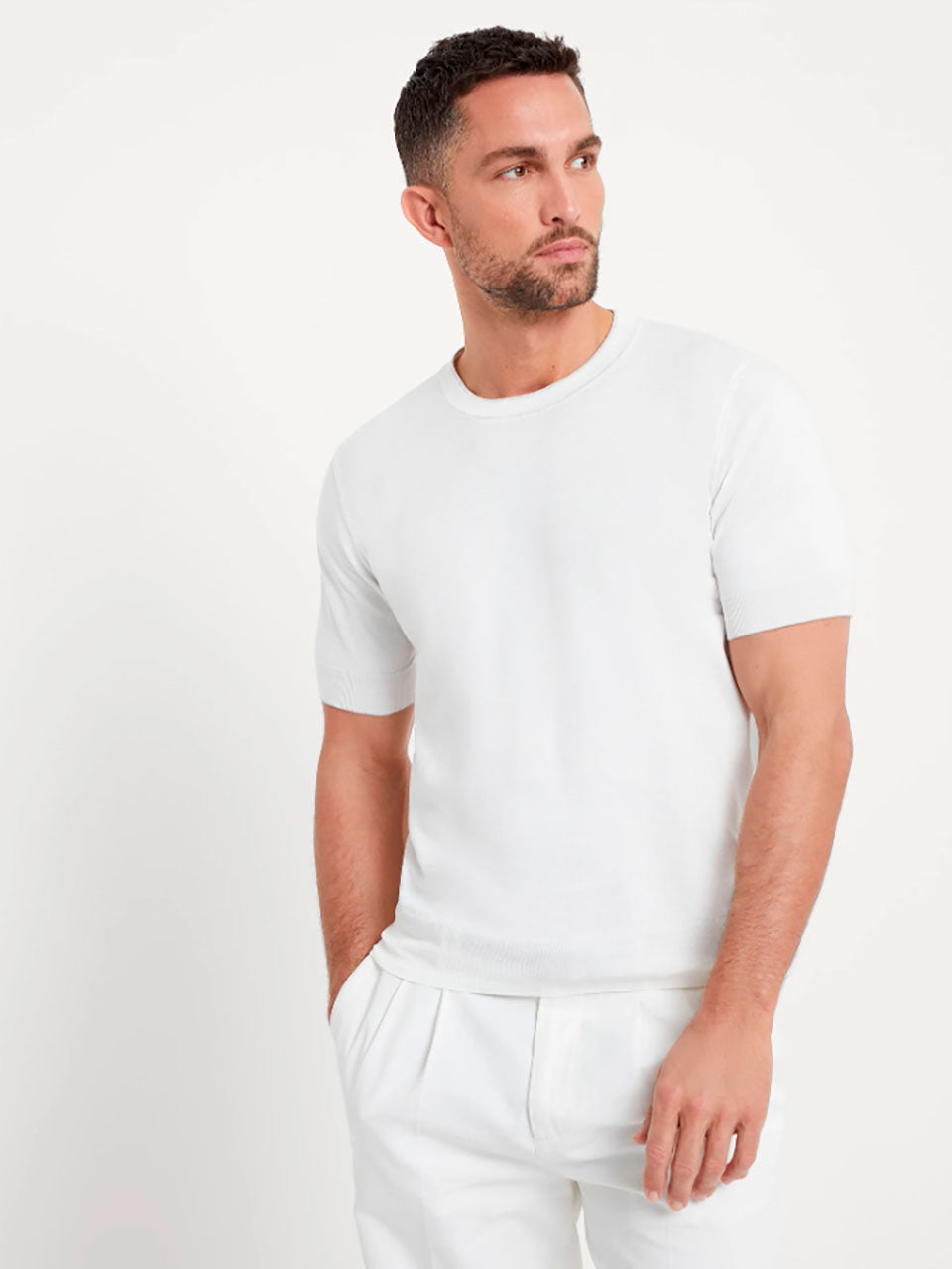 Outlet online Brunello Cucinelli Hombre Camiseta Punto Algodón color Blanco sku 553-003565 00 - Foto 1