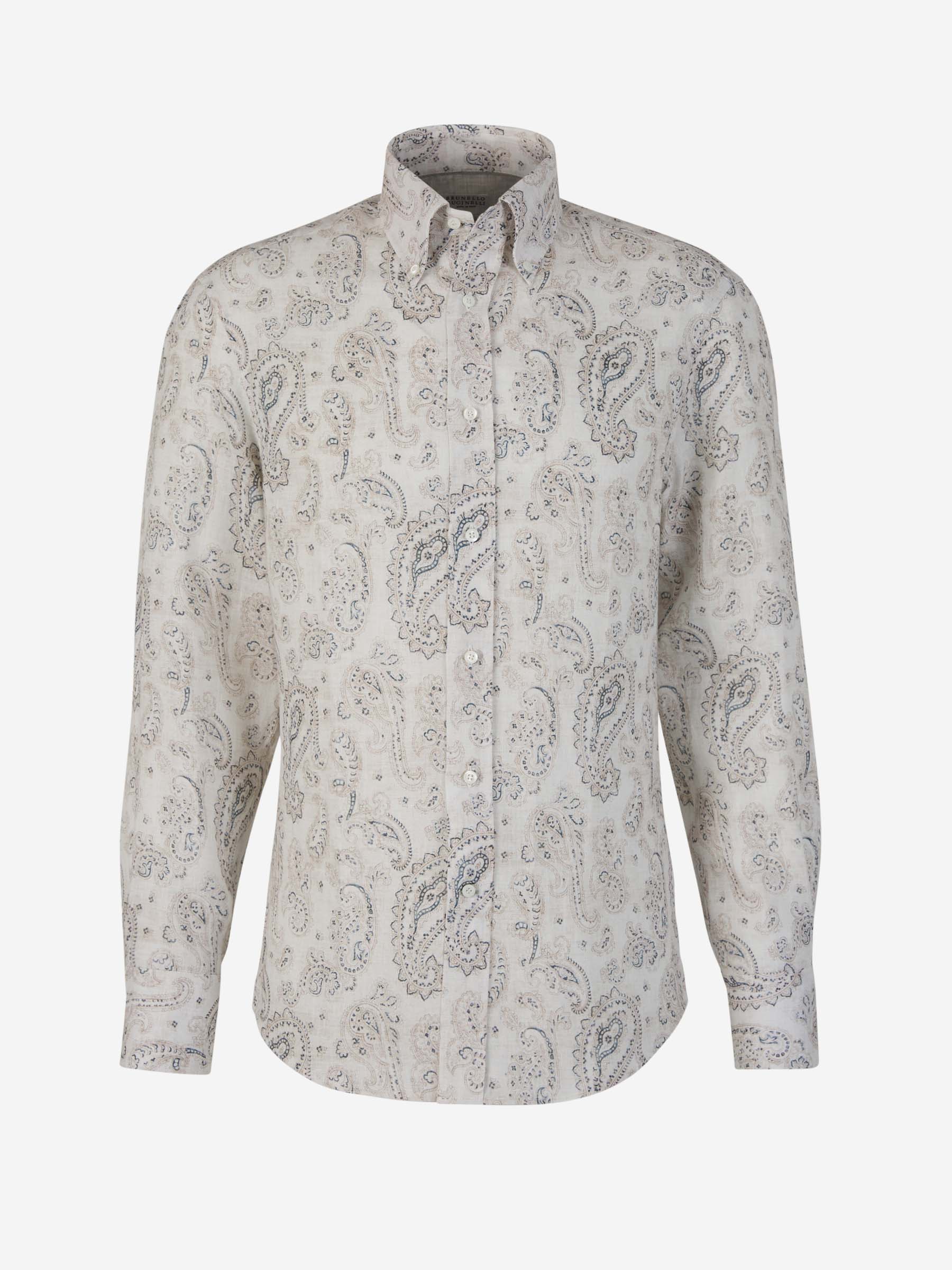 Outlet online Brunello Cucinelli Hombre Camisa Motivo Paisley color Crema sku 531-006178 01 - Foto 1