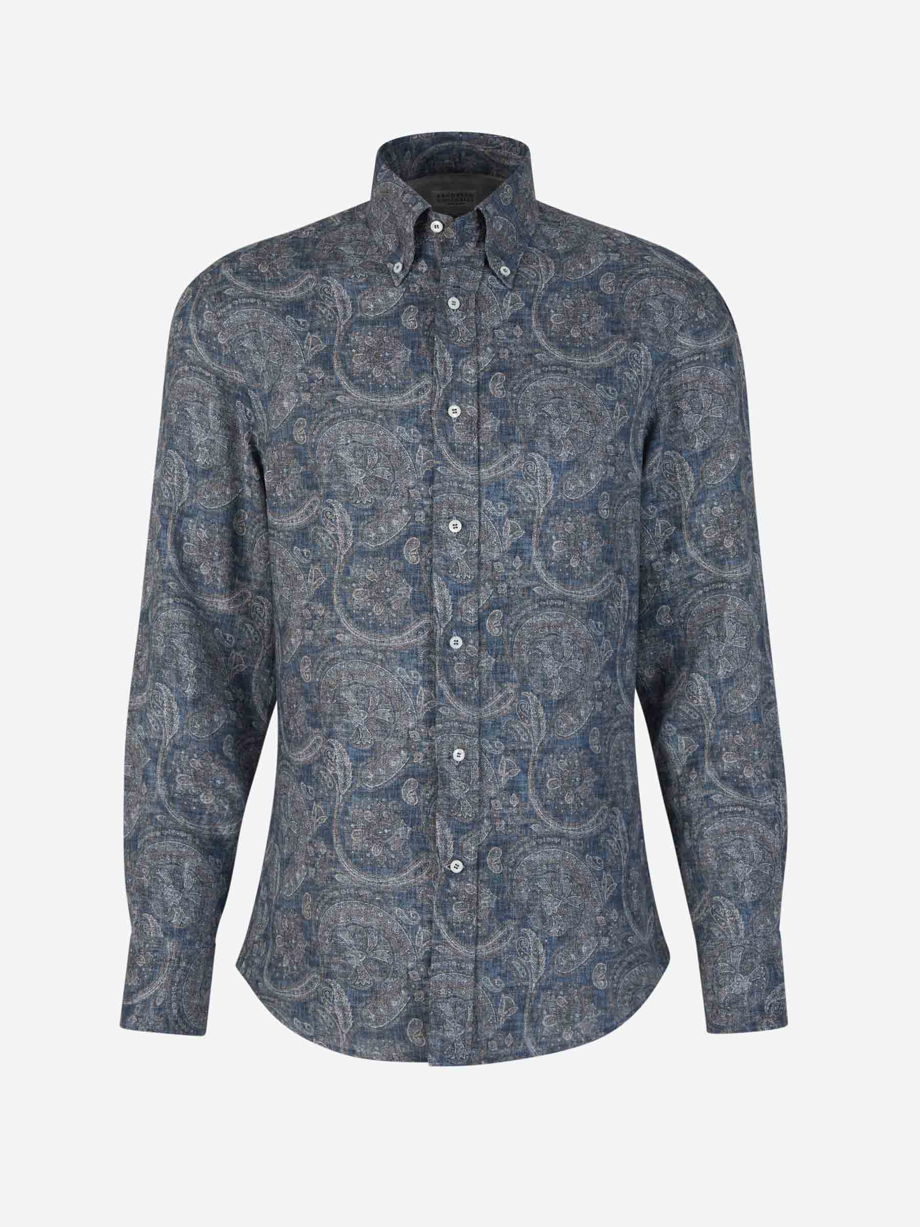 Outlet online Brunello Cucinelli Hombre Camisa Motivo Paisley color Azul Marino sku 531-006180 01 - Foto 1