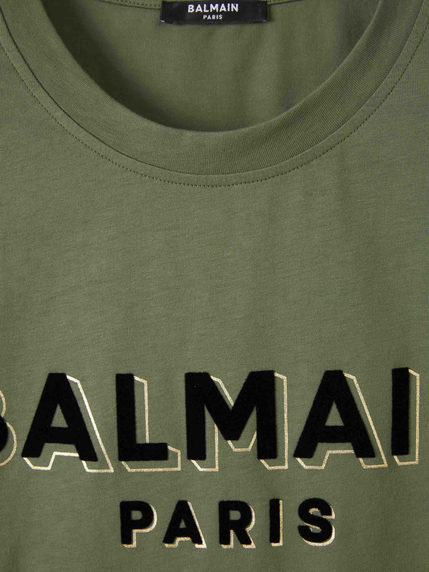 Outlet online Balmain Hombre Camiseta Logo Algodón color Verde Militar sku 553-003668 00 - Foto 3