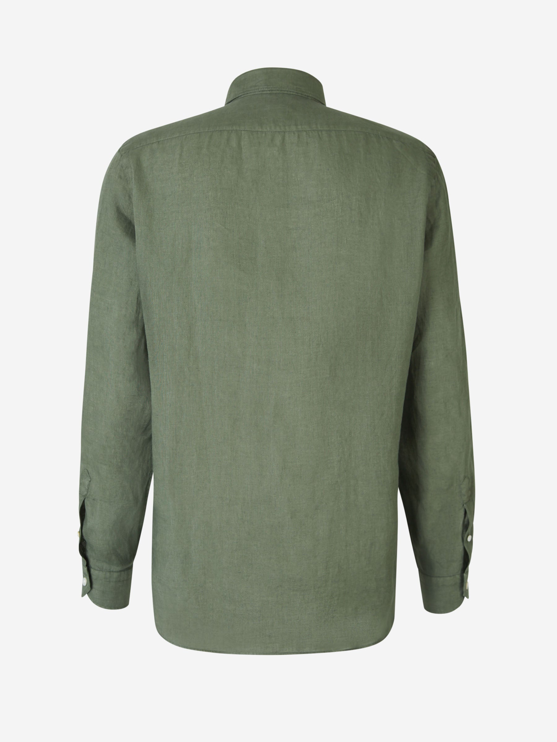 Outlet online Vincenzo di Ruggiero Hombre Camisa Lisa Lino color Verde Militar sku 531-006149 02 - Foto 2