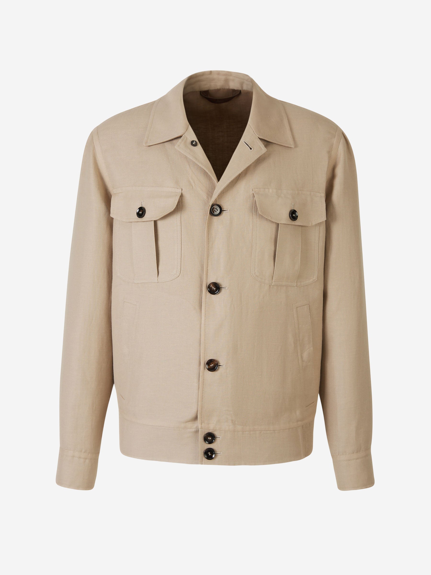 Outlet online Brioni Hombre Cazadora Lino color Beis sku 512-002235 01 - Foto 1