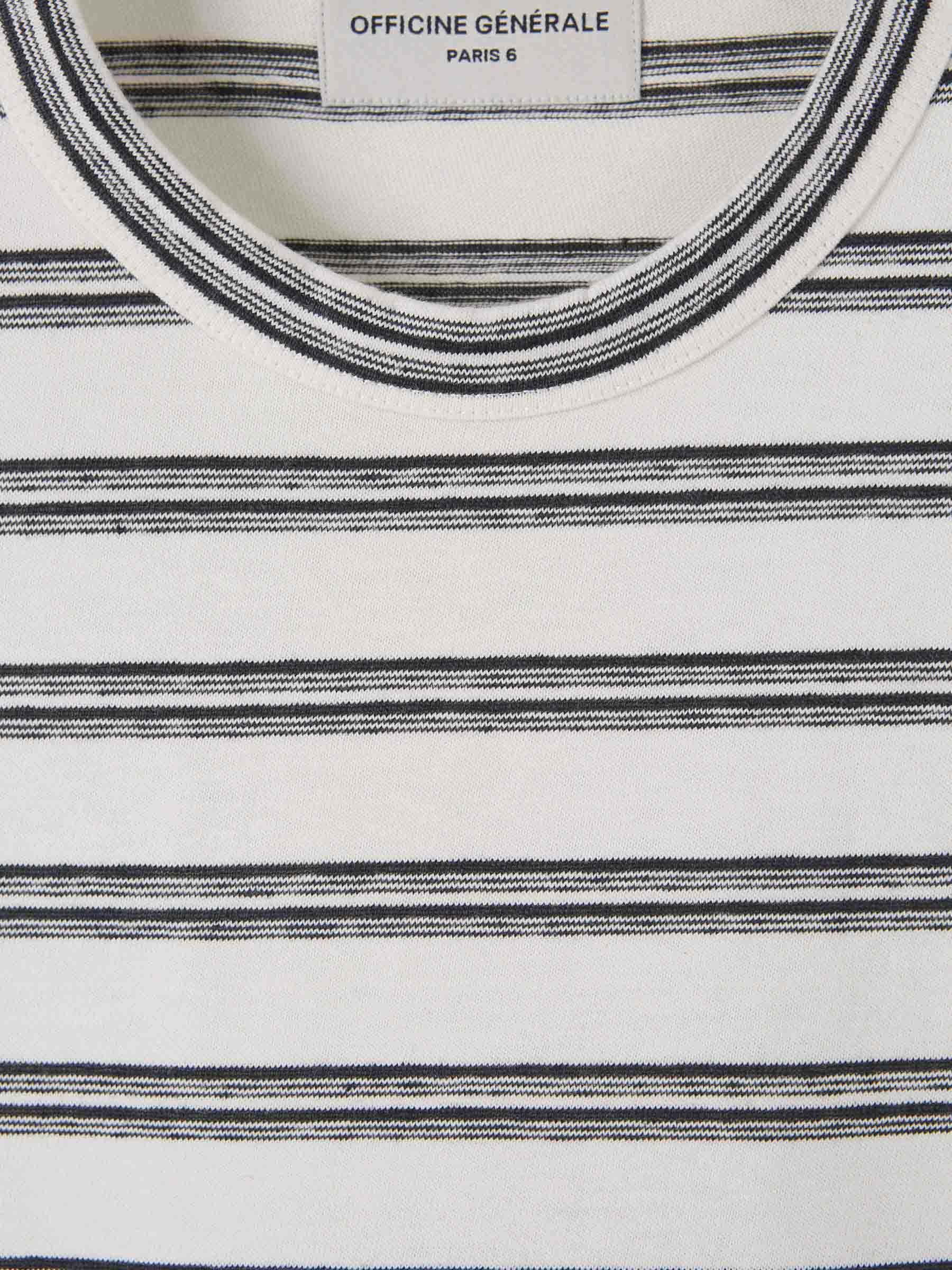 Outlet online Officine Générale Hombre Camiseta Motivo Rayas color Blanco sku 553-003934 01 - Foto 4