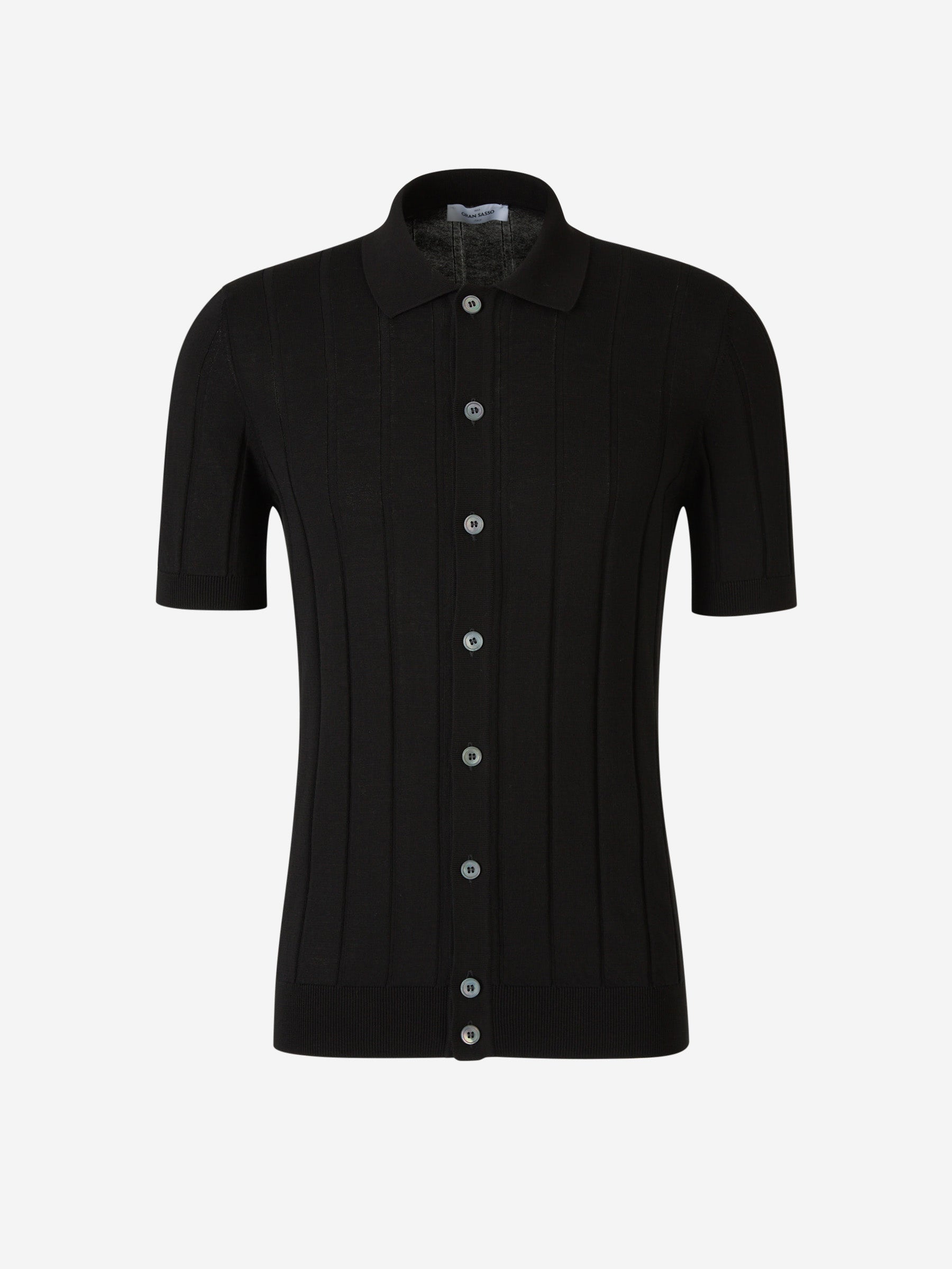 Outlet online Gran Sasso Hombre Polo Abierto Acanalado color Negro sku 552-001486 03 - Foto 1
