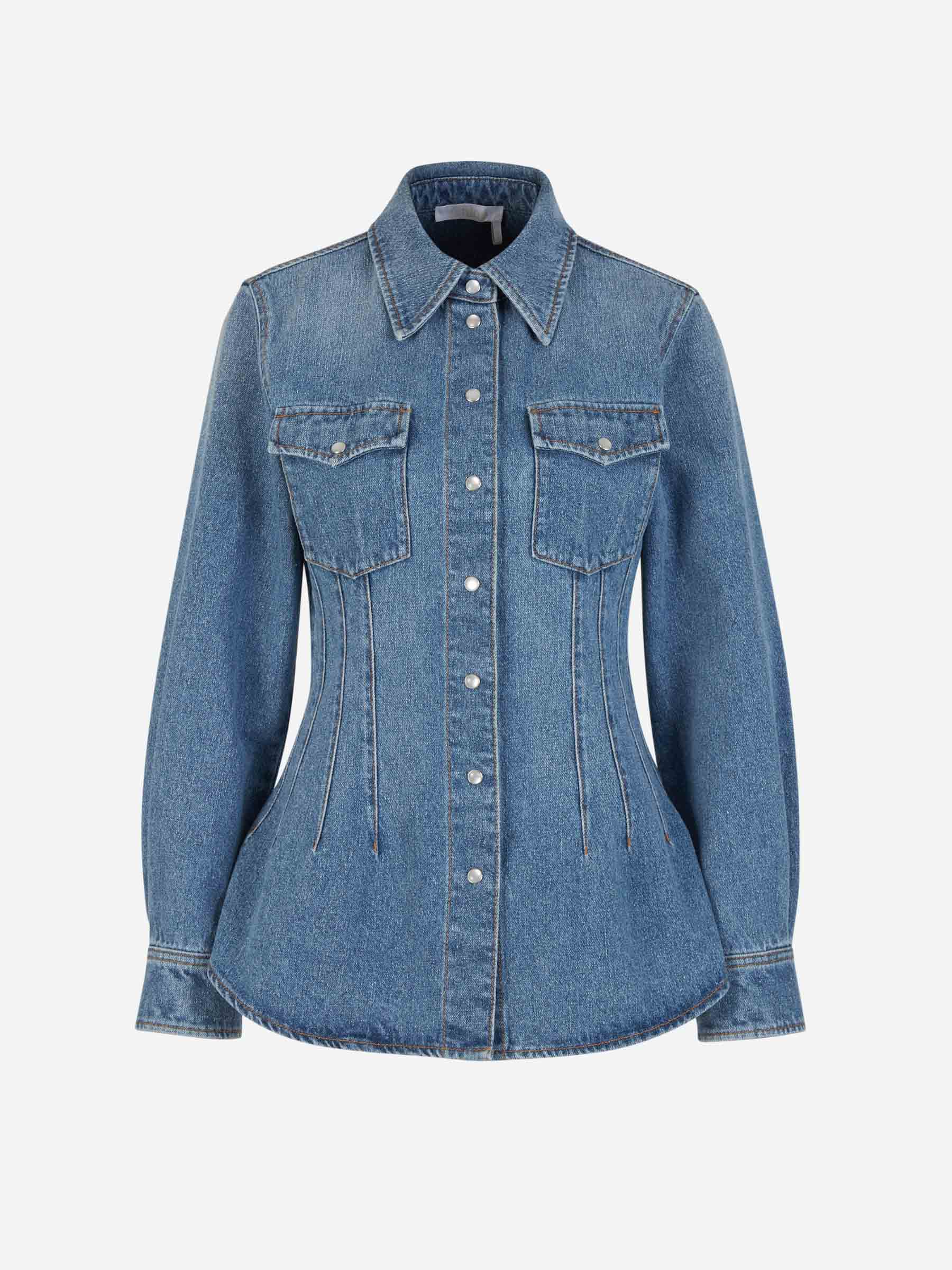 Outlet online Chloé Mujer Sobrecamisa Denim Botones color Azul Denim sku 701-002012 01 - Foto 1