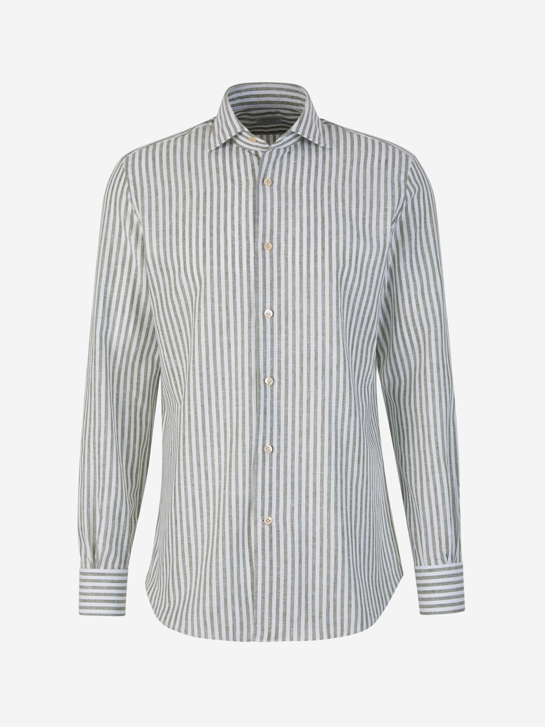 Outlet online Santa Eulalia Hombre Camisa Motivo Rayas Lino color Verde Menta sku 531-006240 01 - Foto 1
