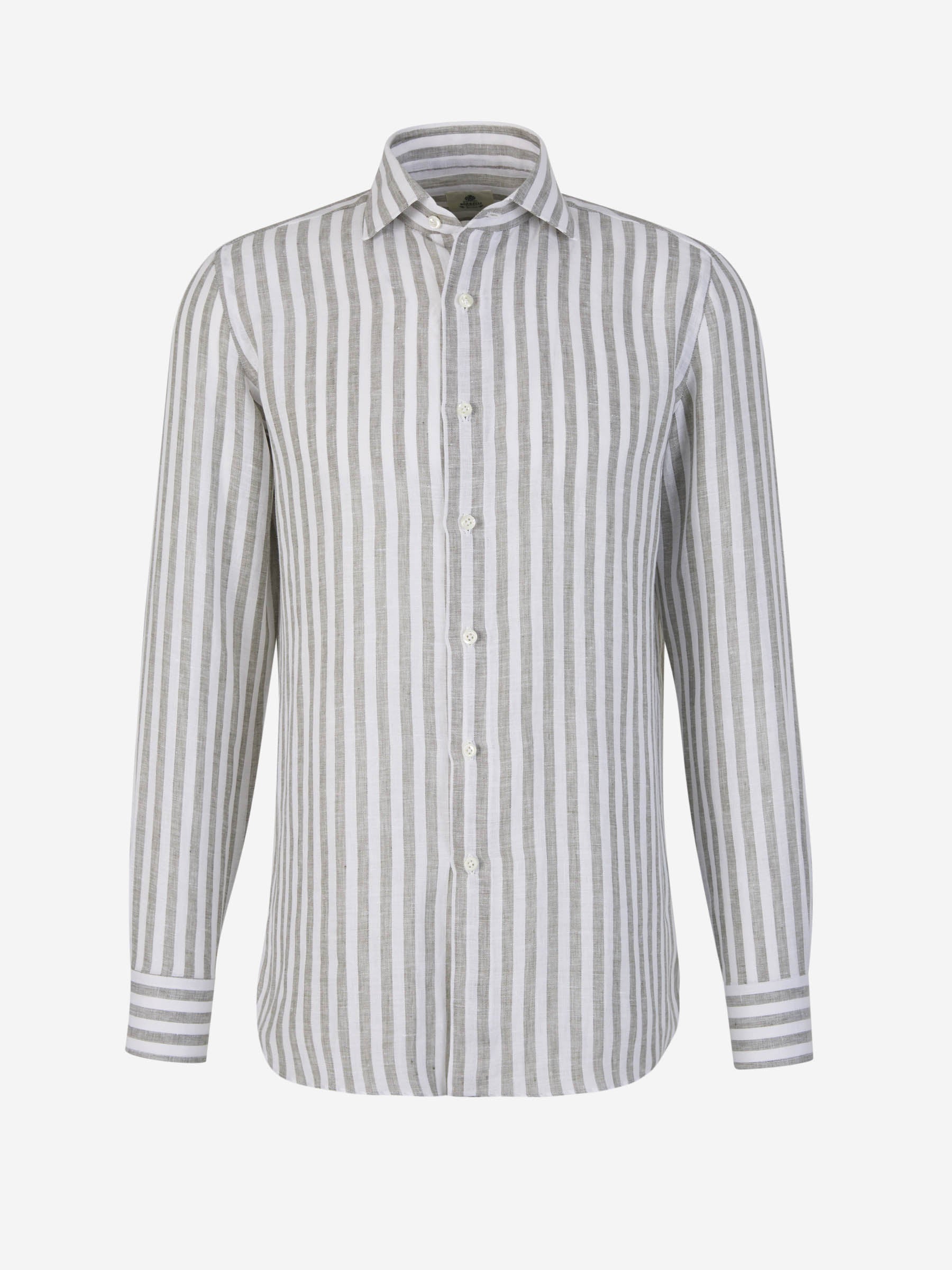 Outlet online Borrelli Hombre Camisa Motivo Rayas Lino color Verde Menta sku 531-006220 01 - Foto 1