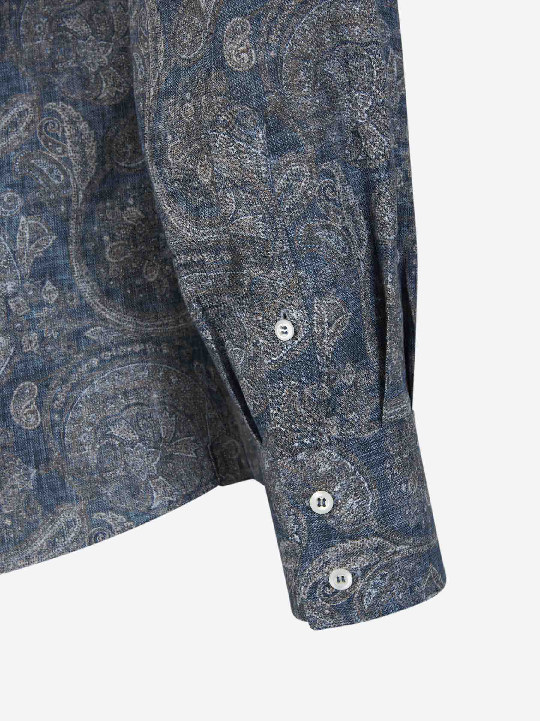 Outlet online Brunello Cucinelli Hombre Camisa Motivo Paisley color Azul Marino sku 531-006180 01 - Foto 4