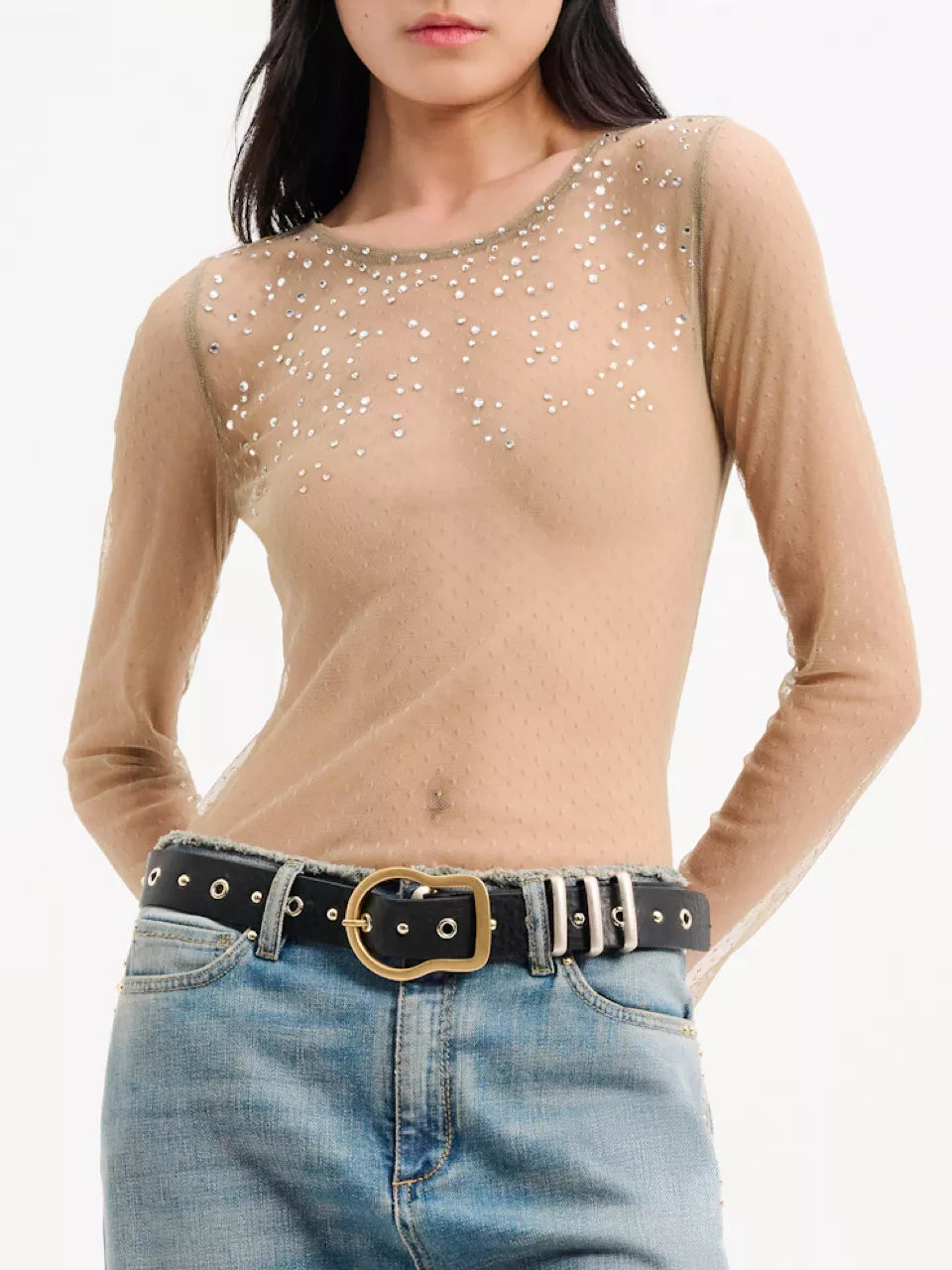 Outlet online Dorothee Schumacher Mujer Top Transparente Brillos color Topo sku 783-000046 01 - Foto 1