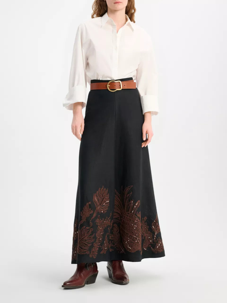 Outlet online Dorothee Schumacher Mujer Falda Midi Lino Texturizada color Negro sku 750-001455 01 - Foto 1